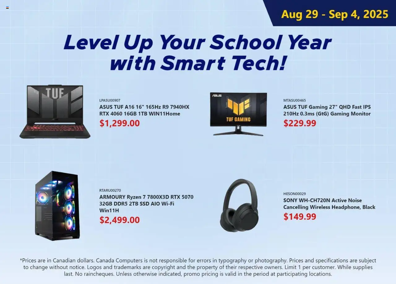 Canada Computers flyer valid from Aug 29, 2025 - page number 1