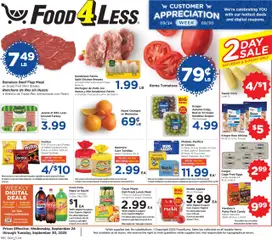 Ad Preview of Food 4 Less Weekly Ad from 09/24/2025