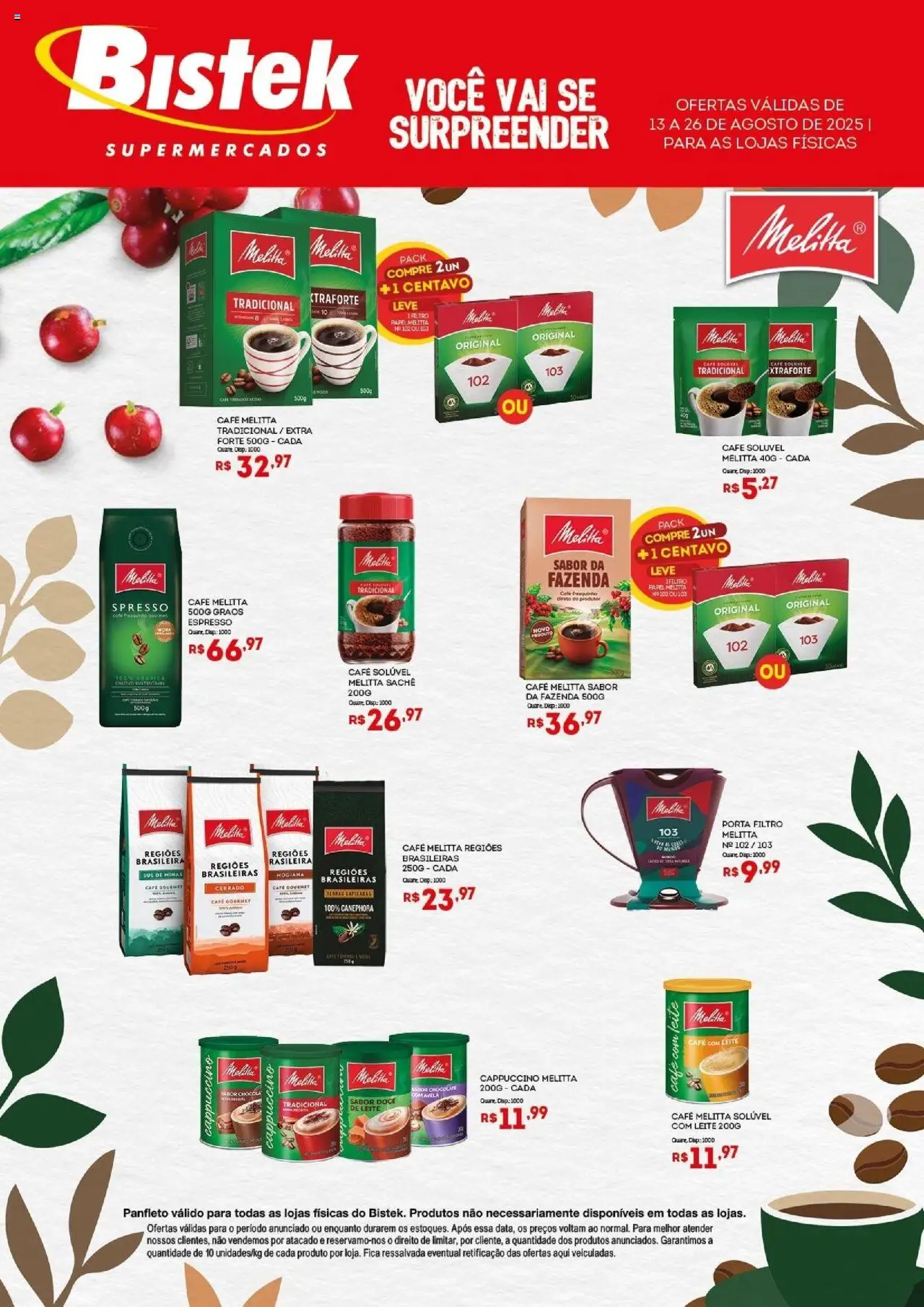 Bistek Supermercados folheto "Ofertas Reckitt e Melitta" válido a partir de 13/08/2025 - número de página 1