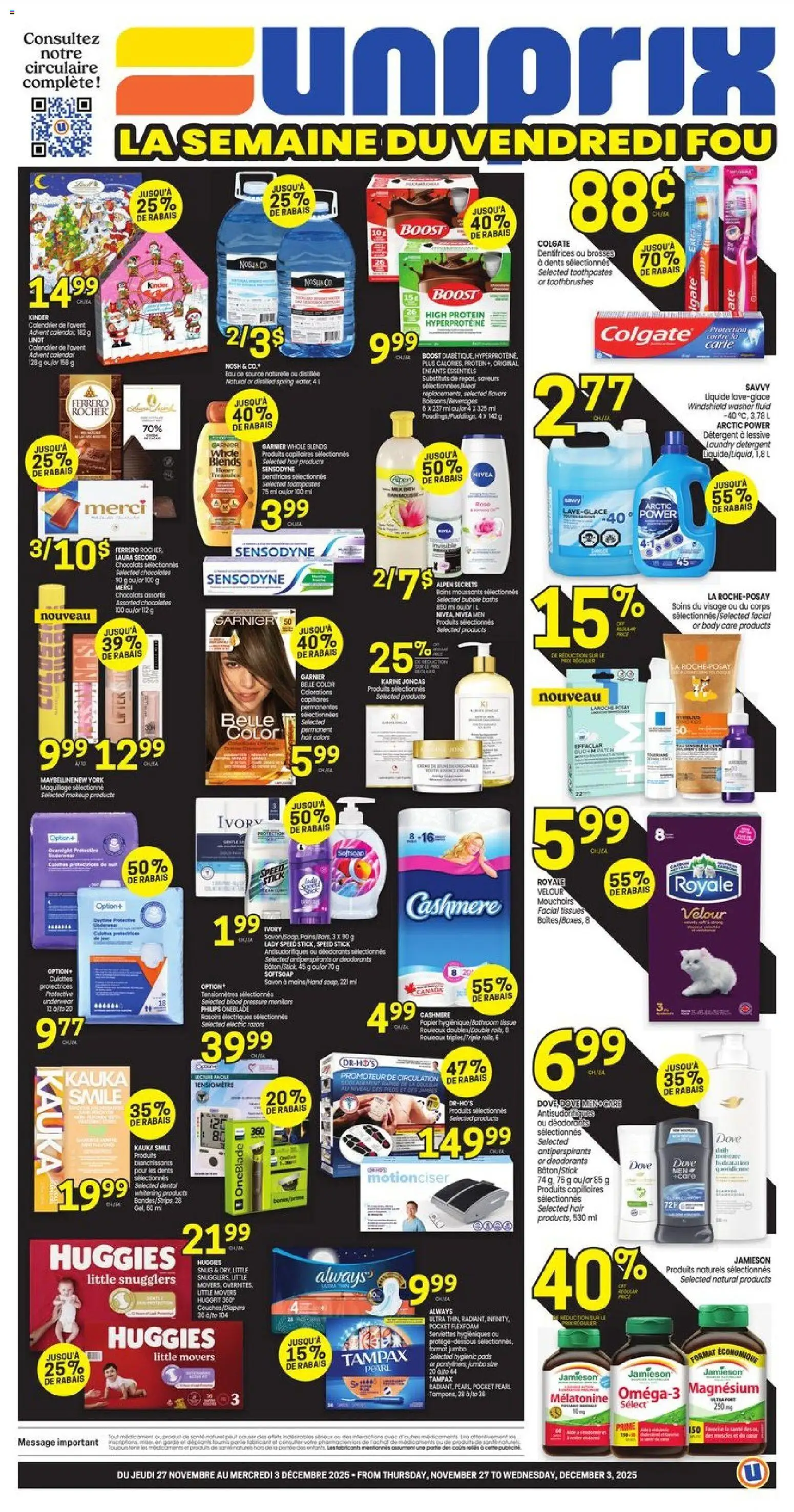 Preview of leaflet Black Friday from shop Uniprix is valid from Nov 27, 2025