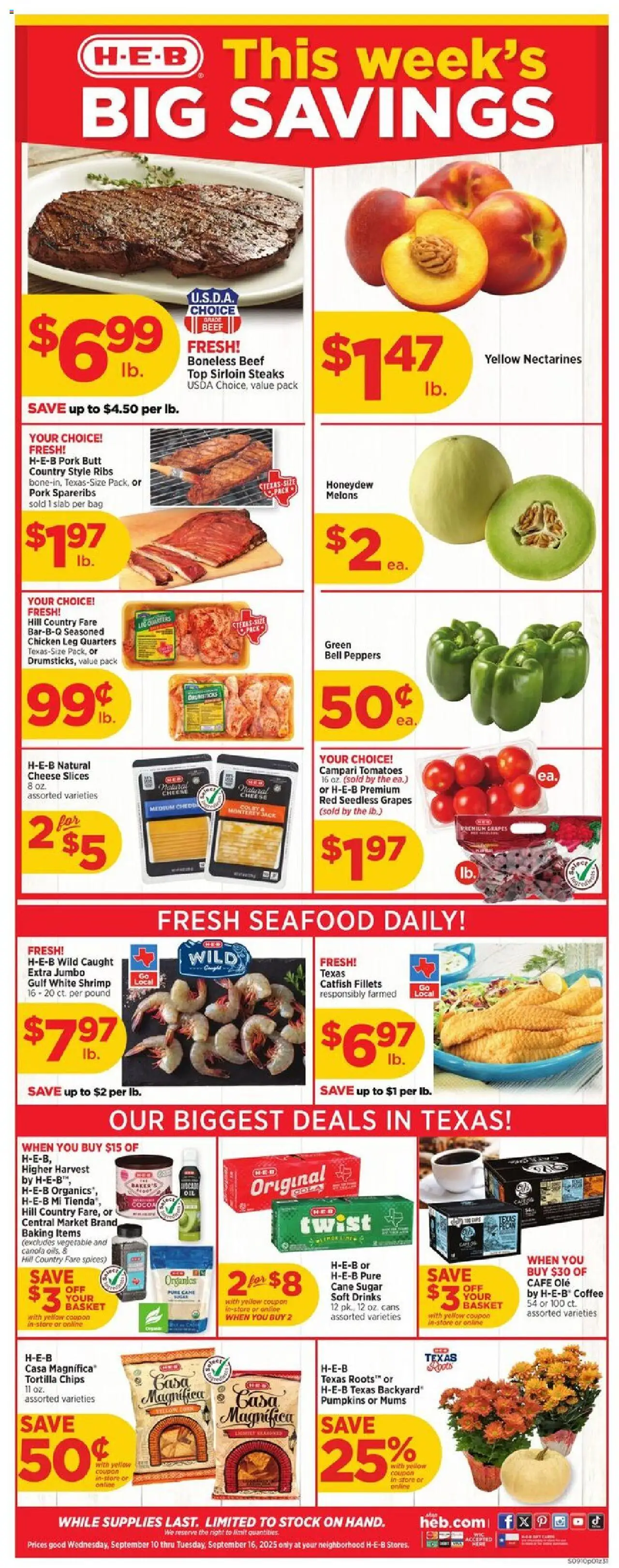 H-E-B Weekly Ad from 09/10/2025 - Flyer - Page number 1