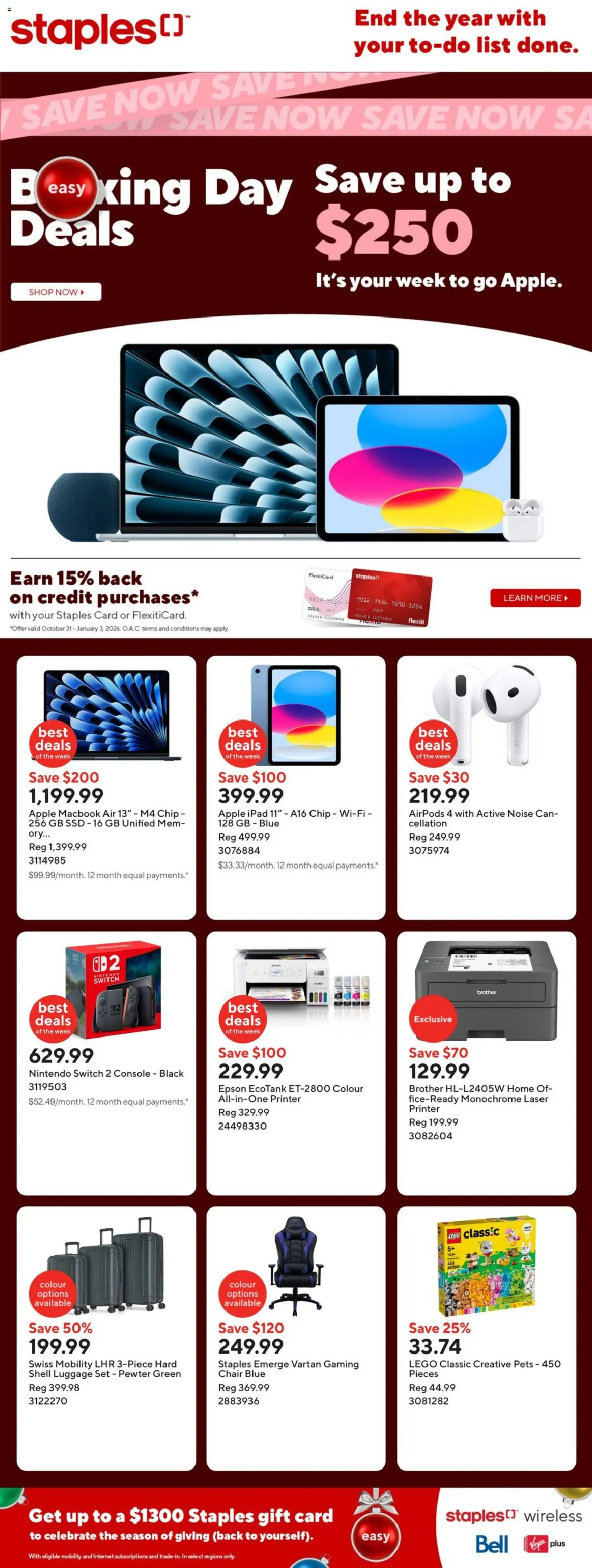 Preview of leaflet Weekly flyer / circulaire from shop Staples is valid from Dec 25, 2025