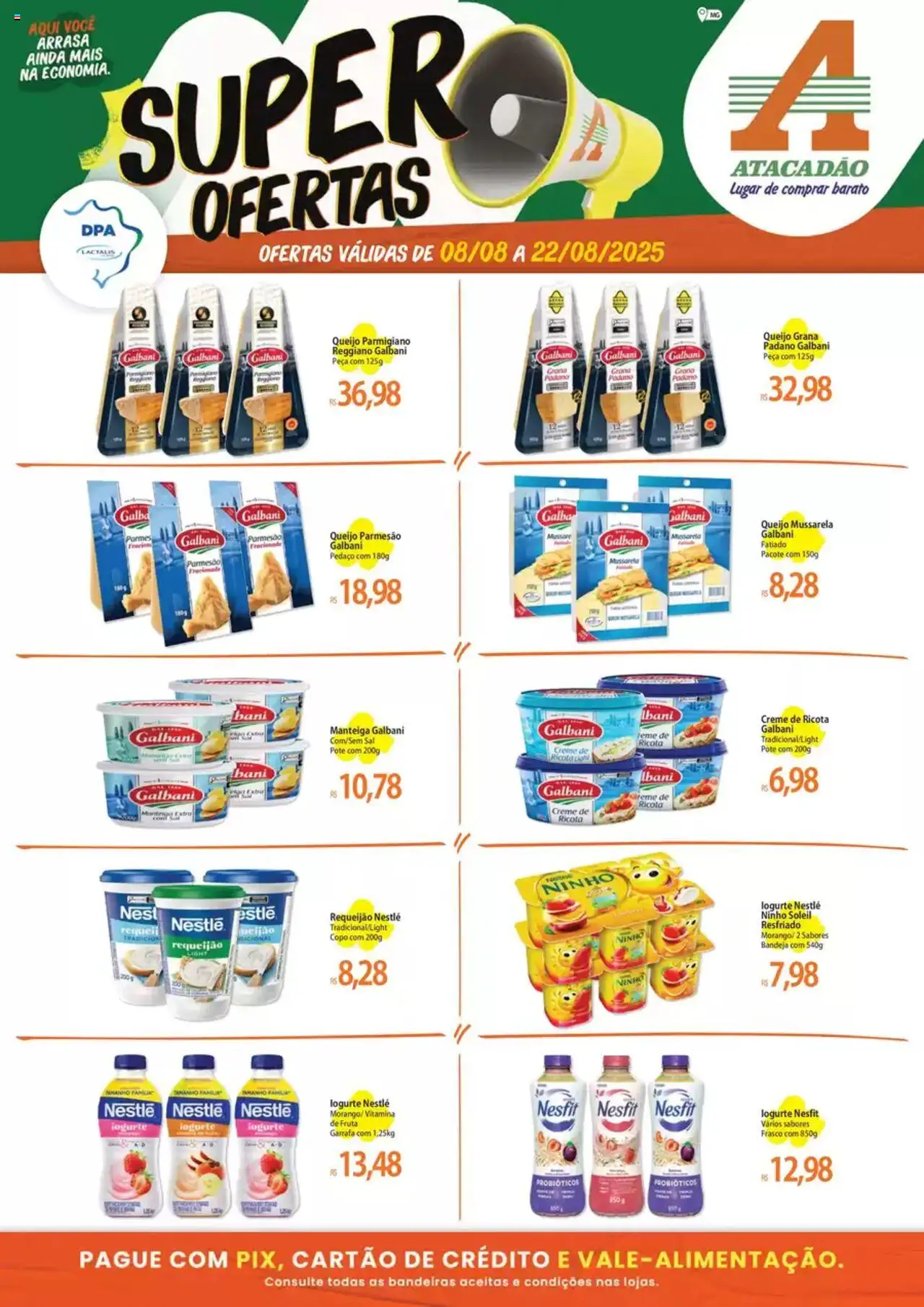 Atacadão folheto "Ofertas Laticínios" válido a partir de 08/08/2025 - número de página 1