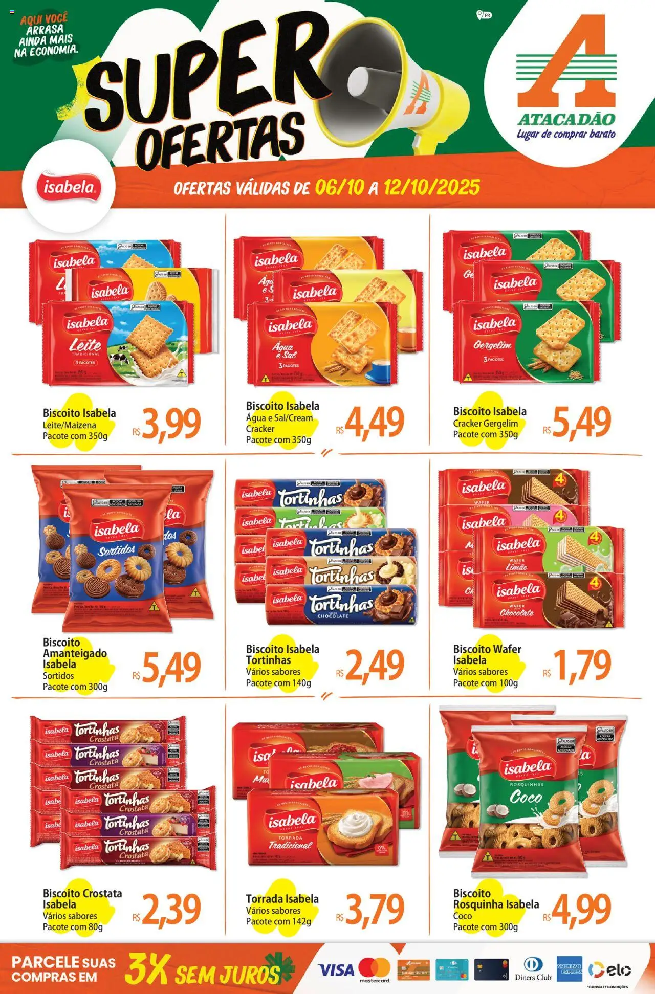 Pré-Visualização do folheto "Ofertas - PR" da loja Atacadão válido a partir de 06/10/2025 - Coco, Chocolate, Sal, Biscoito, Leite, Açúcar, Gergelim, Rosquinha