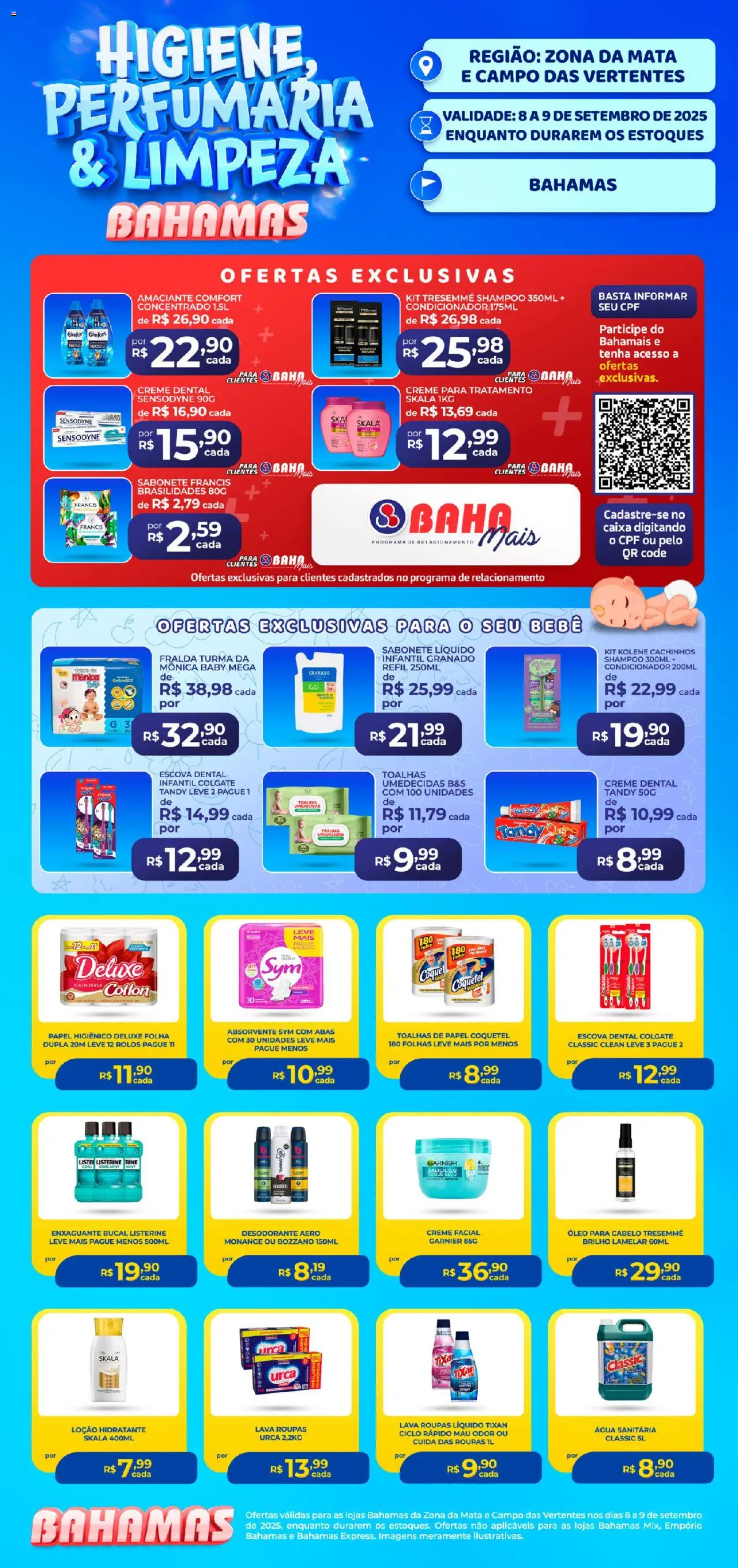 Bahamas Supermercados folheto "Ofertas Higiene e Limpeza" válido a partir de 08/09/2025 - número de página 1