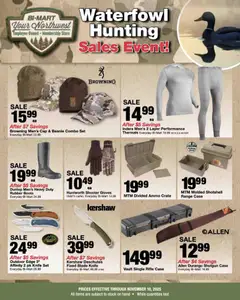 Ad Preview of Bi-Mart Waterfowl Hunting Savings from 10/28/2025