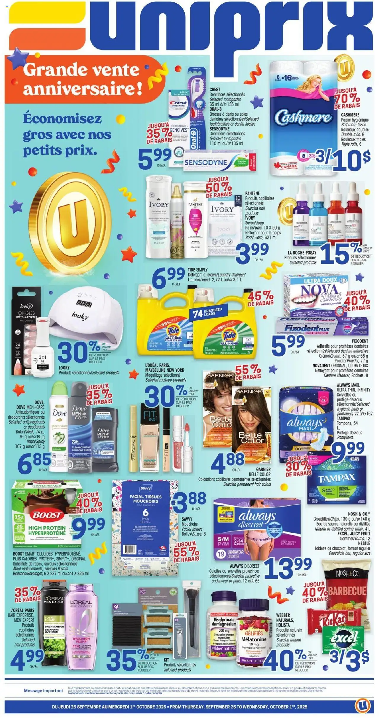 Uniprix flyer valid from Sep 25, 2025 - page number 1