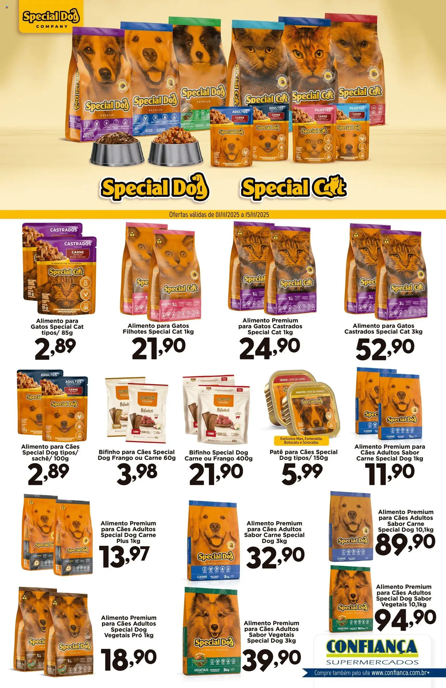 Pré-Visualização do folheto "Ofertas Special Dog e Grandes Ofertas" da loja Confiança válido a partir de 01/11/2025