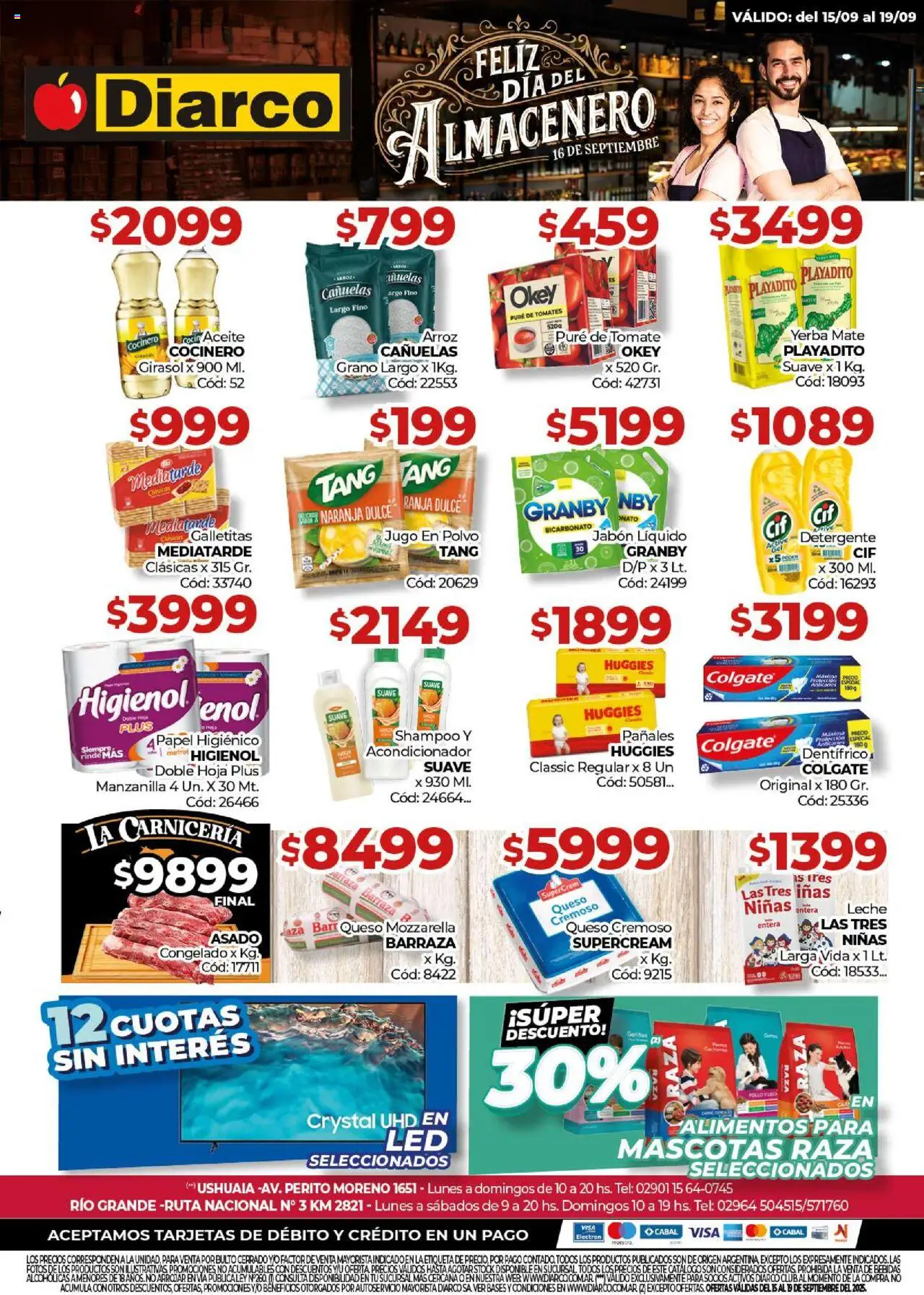 Diarco Ofertas TDF del 15/09/2025 Online - Mate, Queso, Shampoo, Tomate, Galletitas, Aceite, Leche, Jabón líquido