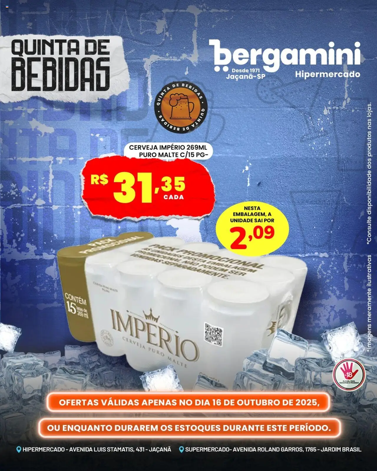Supermercado Bergamini folheto "Ofertas Bebidas" válido a partir de 16/10/2025 - número de página 1