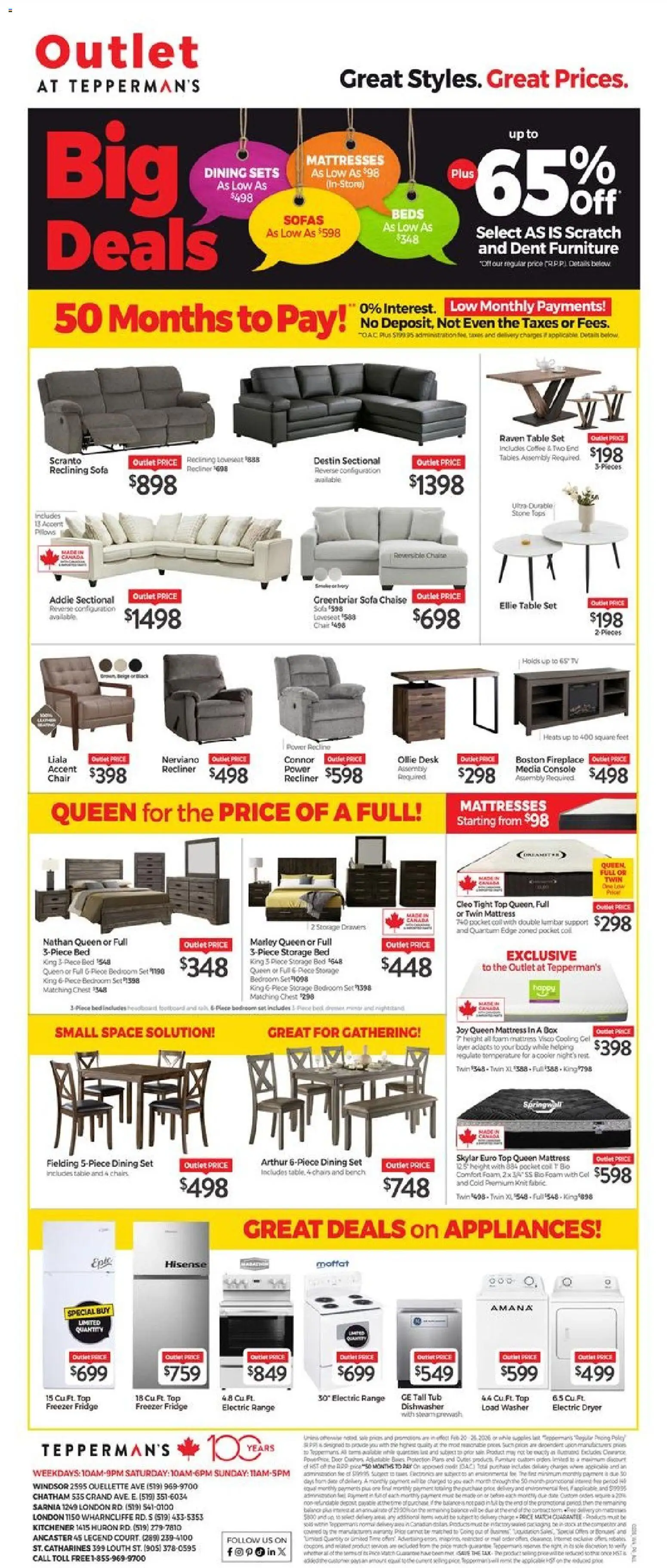 Preview of leaflet Outlet from shop Tepperman's is valid from Feb 20, 2026