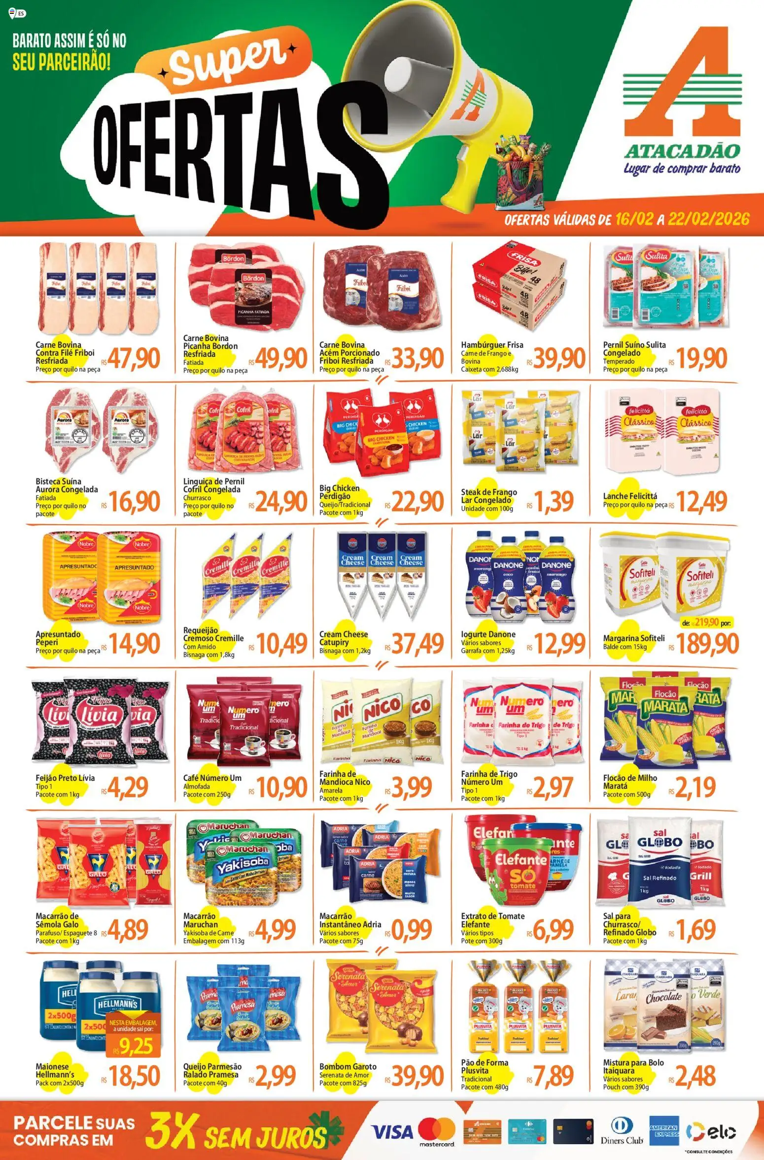 Pré-Visualização do folheto "Ofertas - ES" da loja Atacadão válido a partir de 16/02/2026