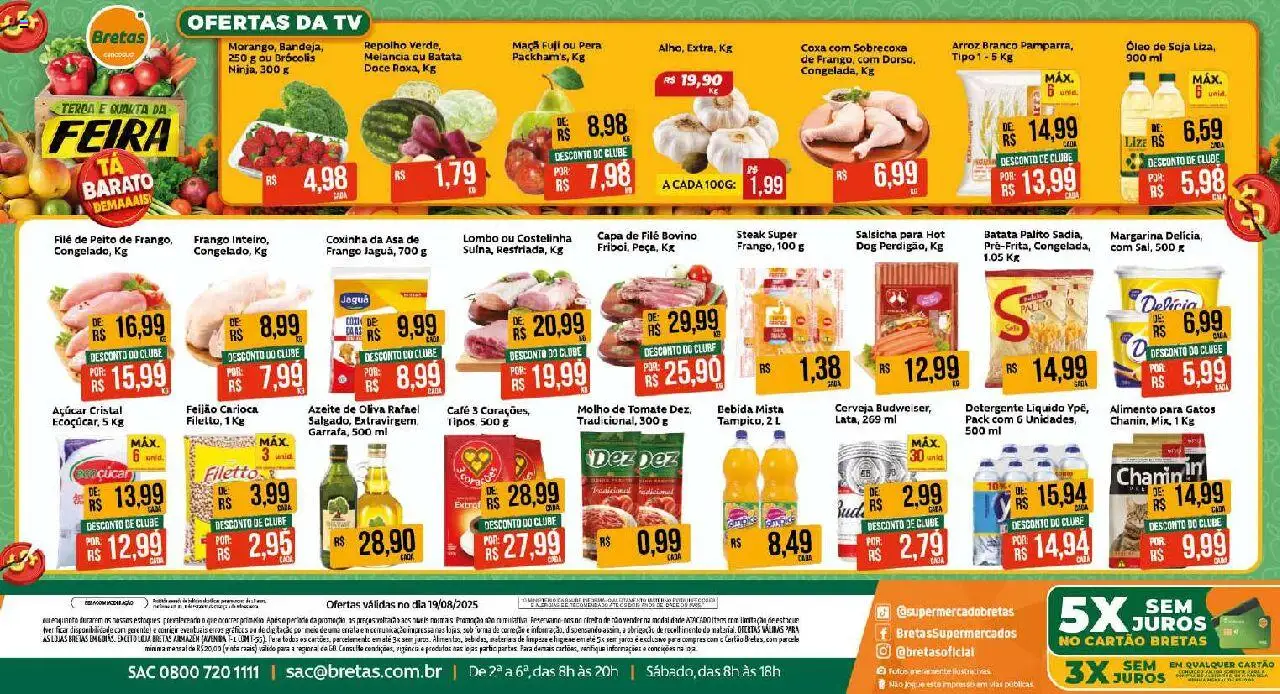 Bretas folheto "Ofertas do Dia" válido a partir de 19/08/2025 - número de página 1