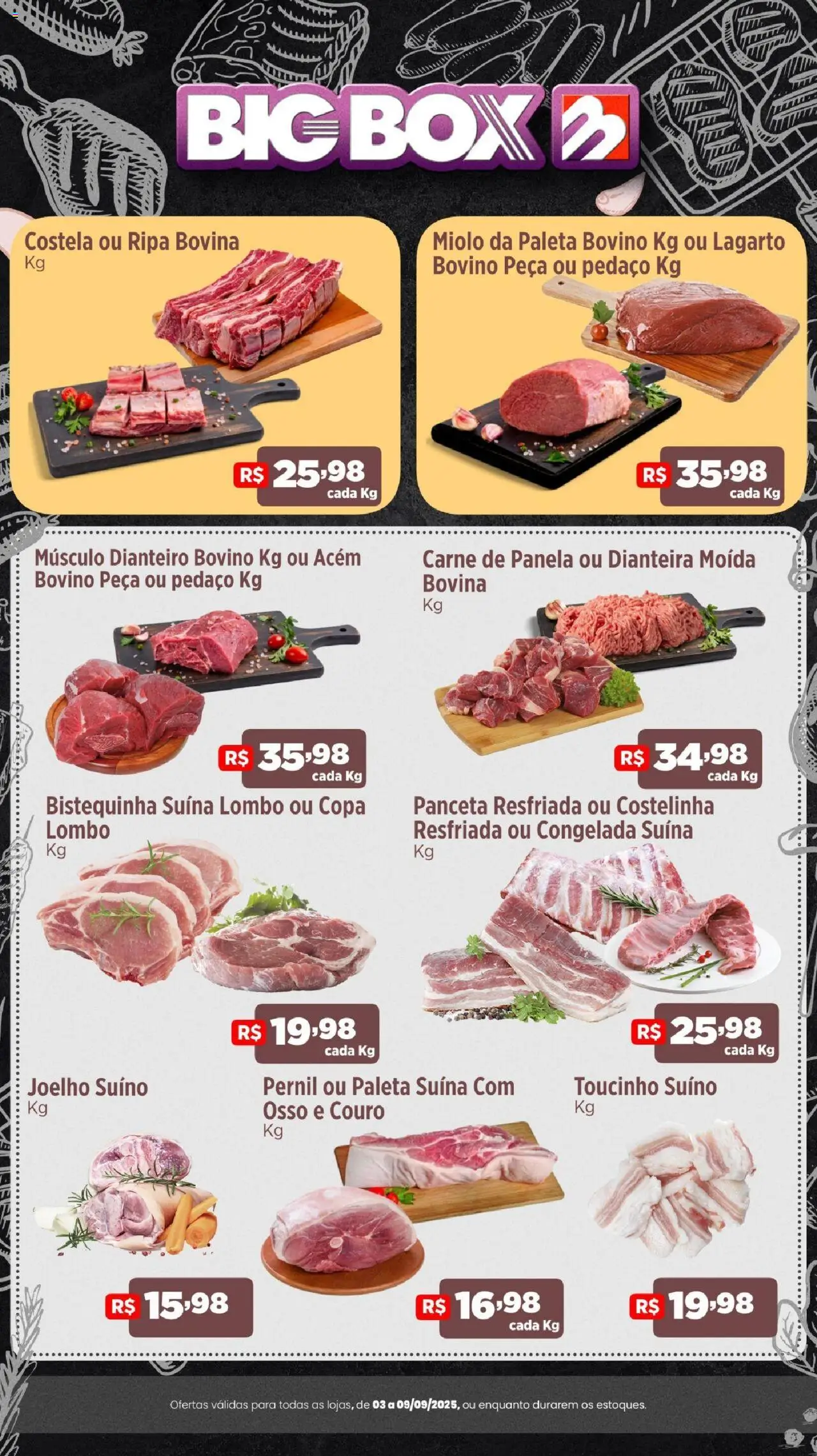 Big Box folheto "Ofertas Carne" válido a partir de 03/09/2025 - número de página 1 - Copa, Carne, Panela, Pernil, Lombo, Paleta suína, Acém, Joelho suíno