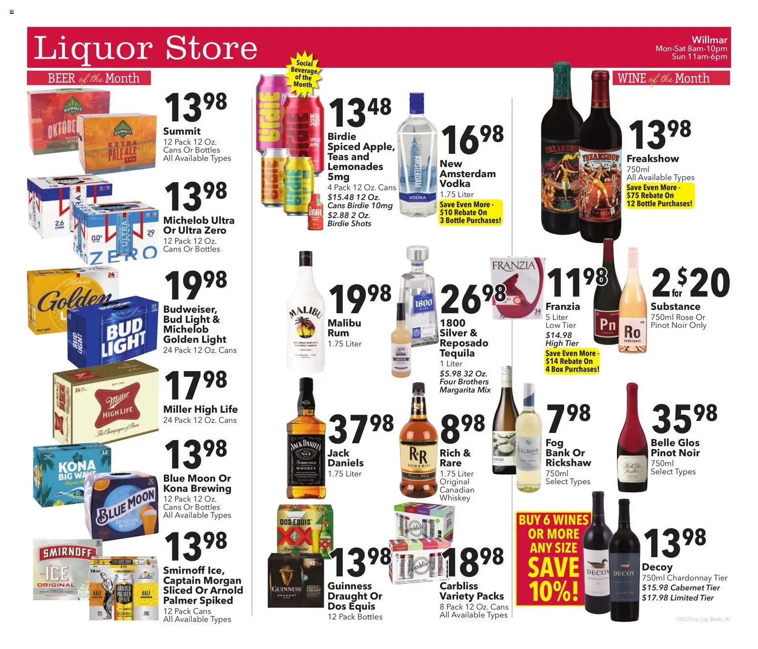 Cash Wise Liquor Store from 10/22/2025 - Flyer - Page number 1 - Beer, Ice, Box, Tequila, Vodka, Whiskey, Captain Morgan, Jack Daniel's