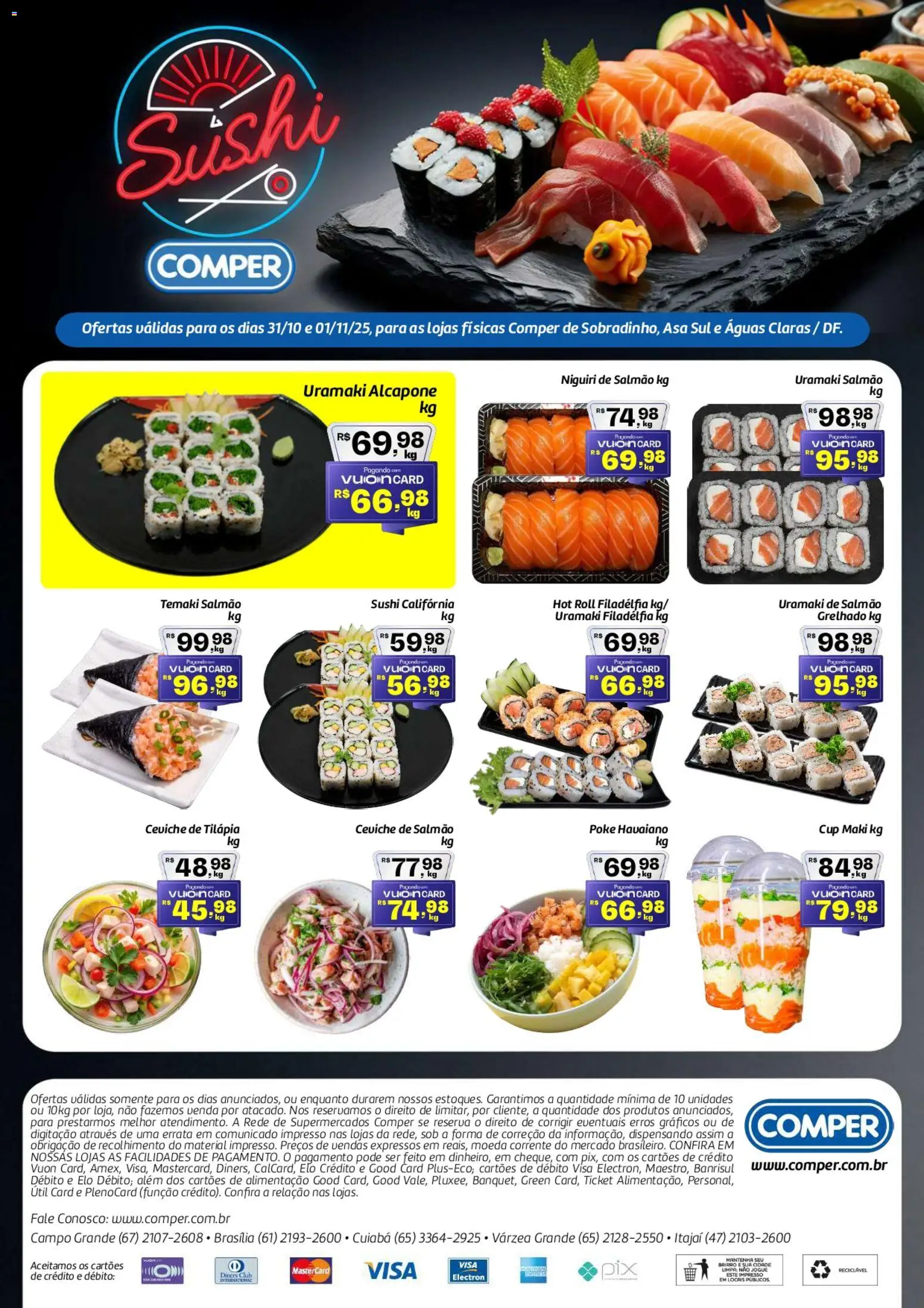 Pré-Visualização do folheto "Ofertas Sushi" da loja Comper válido a partir de 31/10/2025 - Sushi, Salmão, Tilápia