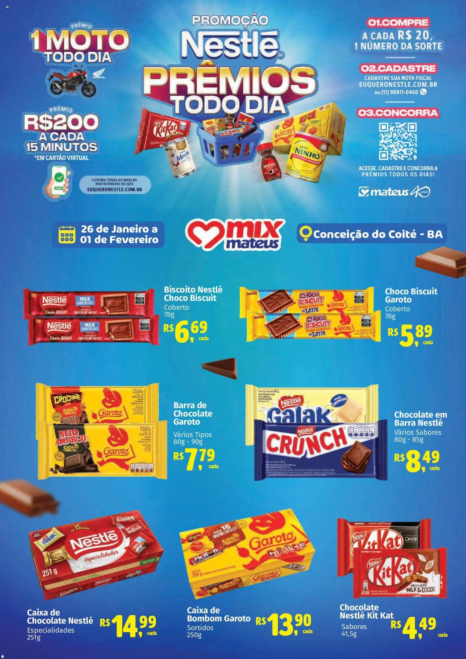 Pré-Visualização do folheto "Ofertas Trade Nestlé" da loja Mateus válido a partir de 26/01/2026 - Caixa, Chocolate, Biscoito, Leite, Kit Kat, Bombom, Especialidades