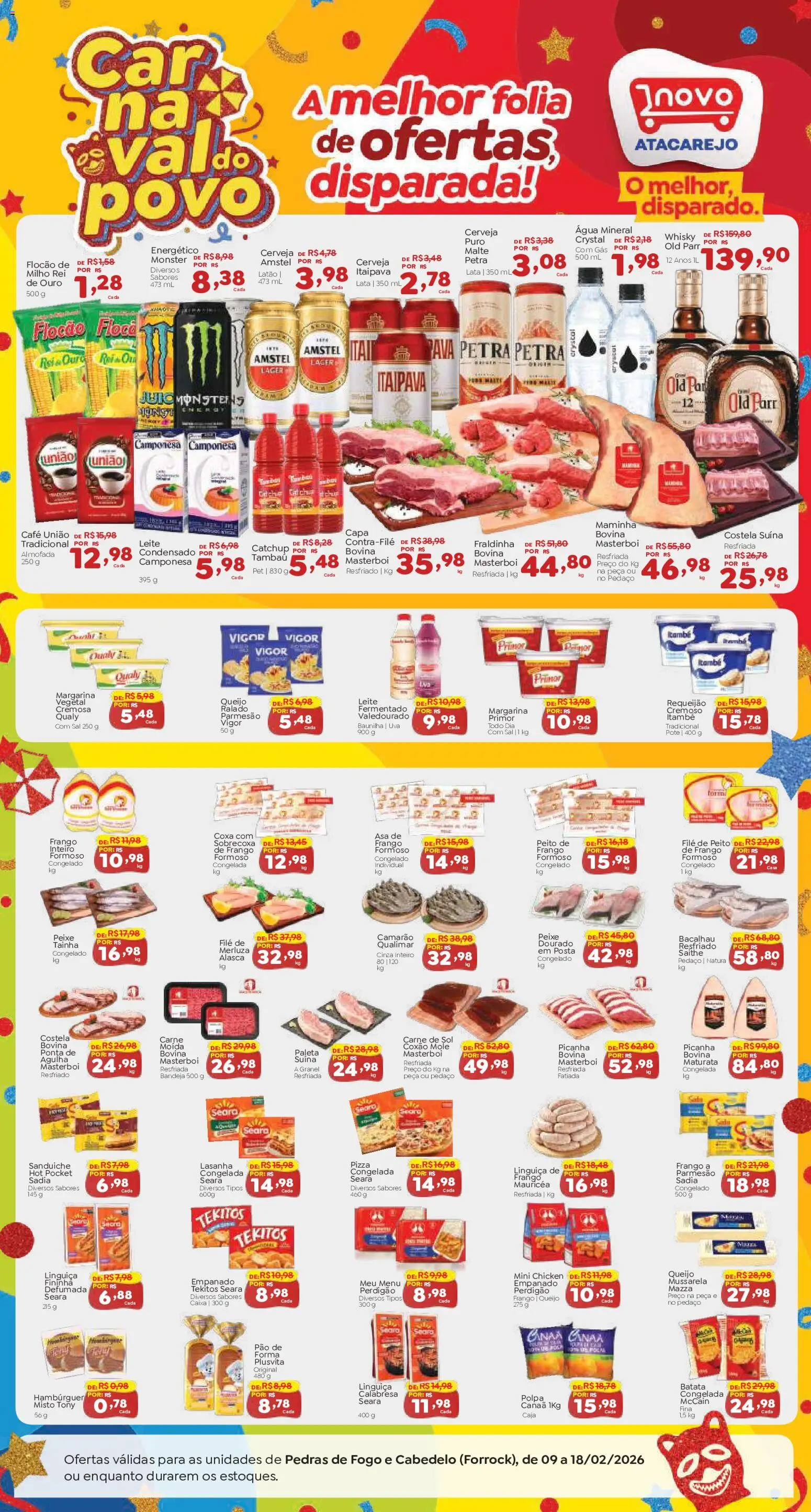 Pré-Visualização do folheto "Ofertas Carnaval" da loja Novo Atacarejo válido a partir de 09/02/2026
