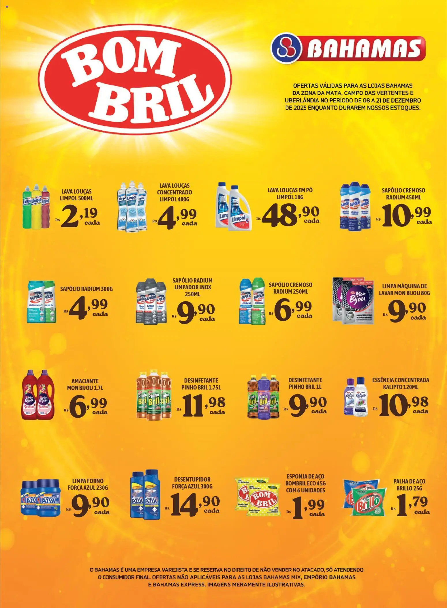 Pré-Visualização do folheto "Ofertas Especial Bombril" da loja Bahamas Supermercados válido a partir de 08/12/2025 - Desinfetante, Forno, Amaciante, Pó, Esponja, Esponja de aço