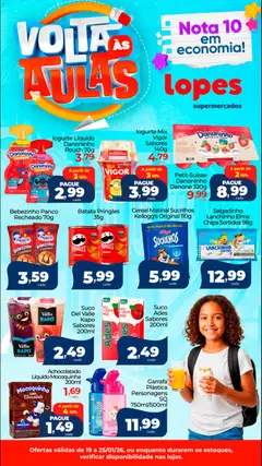 Pré-Visualização do folheto "Ofertas Voltas às Aulas" da loja Lopes Supermercados válido a partir de 19/01/2026