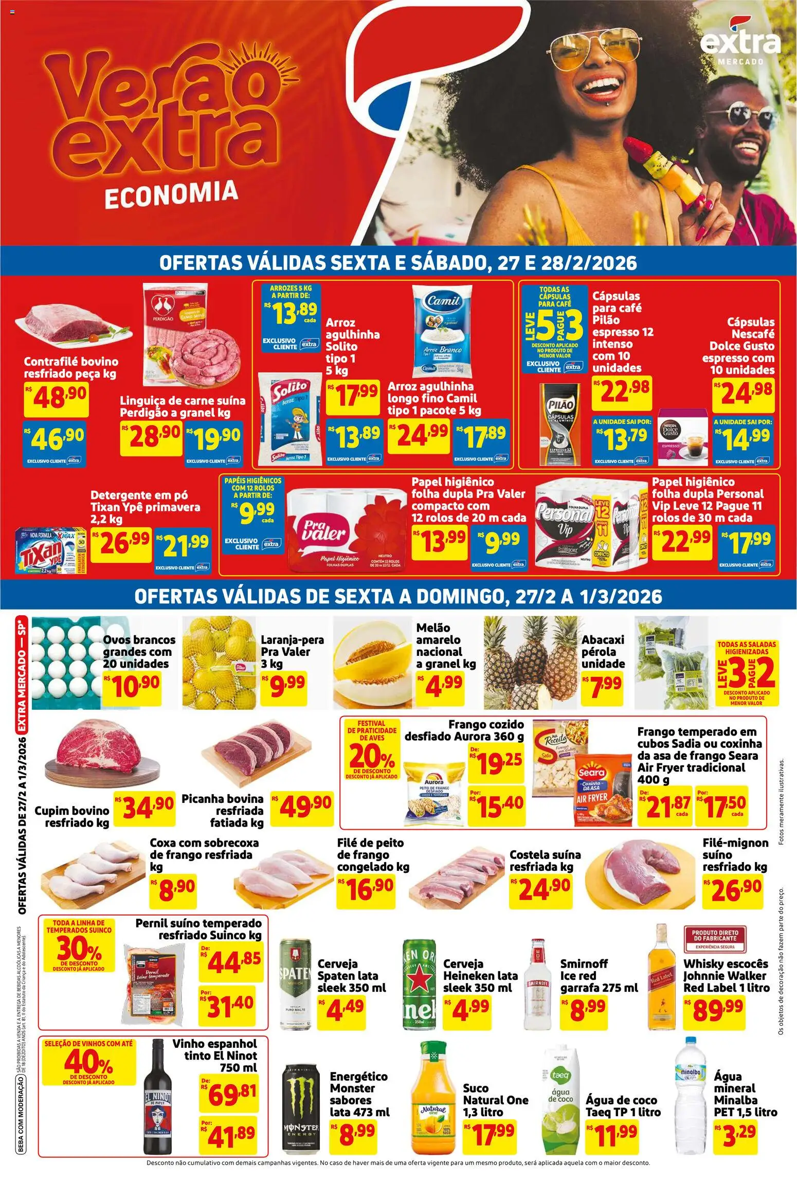 Pré-Visualização do folheto "Extra ofertas Fim de semana Mercado" da loja Extra válido a partir de 27/02/2026