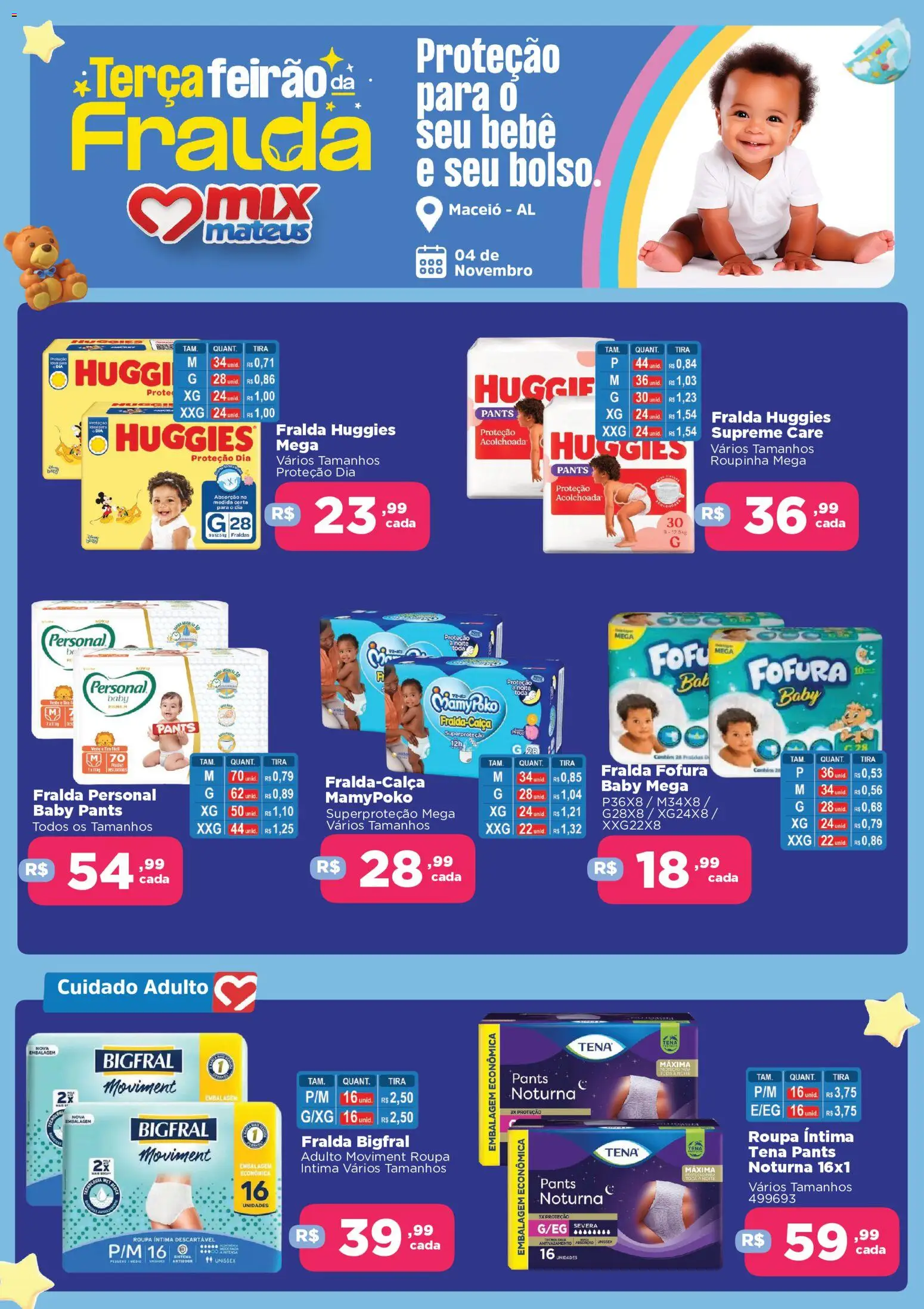 Pré-Visualização do folheto "Ofertas Terça da Fralda" da loja Mateus válido a partir de 04/11/2025