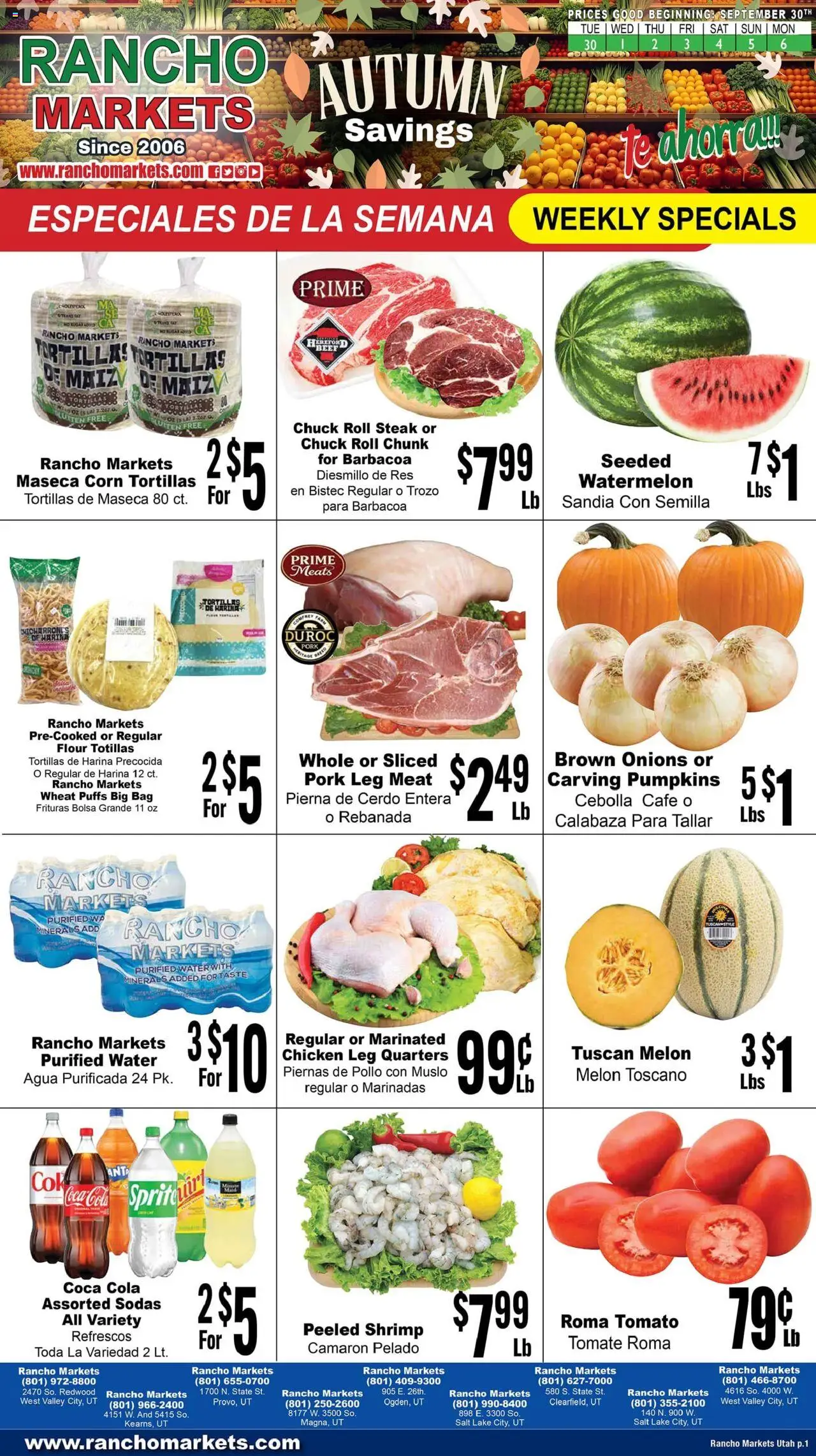 Rancho Markets Weekly Ad from 09/30/2025 - Flyer - Page number 1