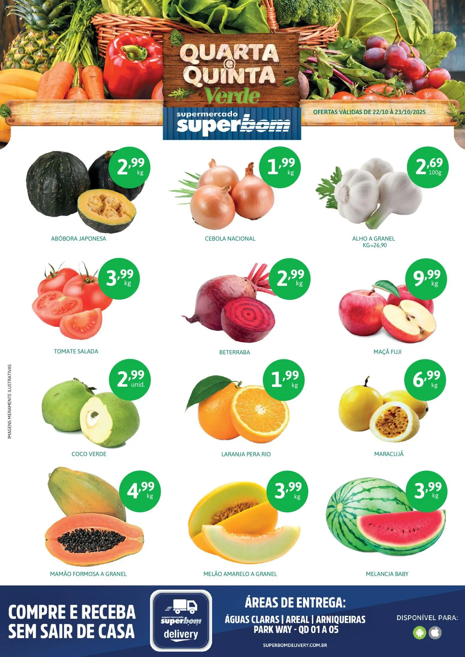 Superbom folheto "Ofertas da semana" válido a partir de 22/10/2025 - número de página 1 - Coco, Melancia, Maracujá, Beterraba, Salada, Cebola, Melão, Mamão