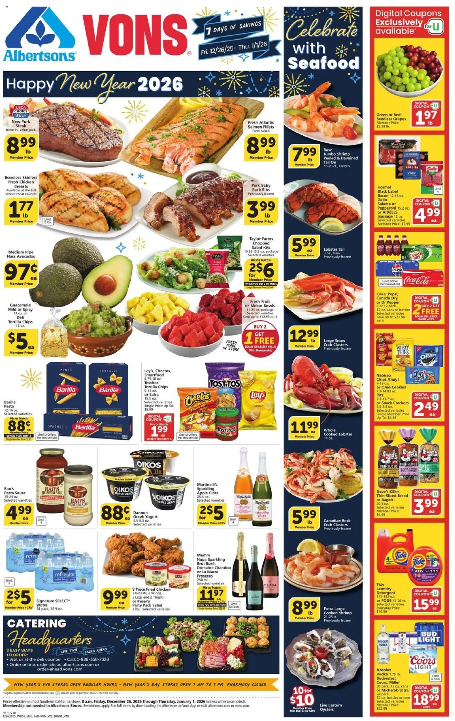 Ad Preview of Vons Weekly Ad from 12/26/2025