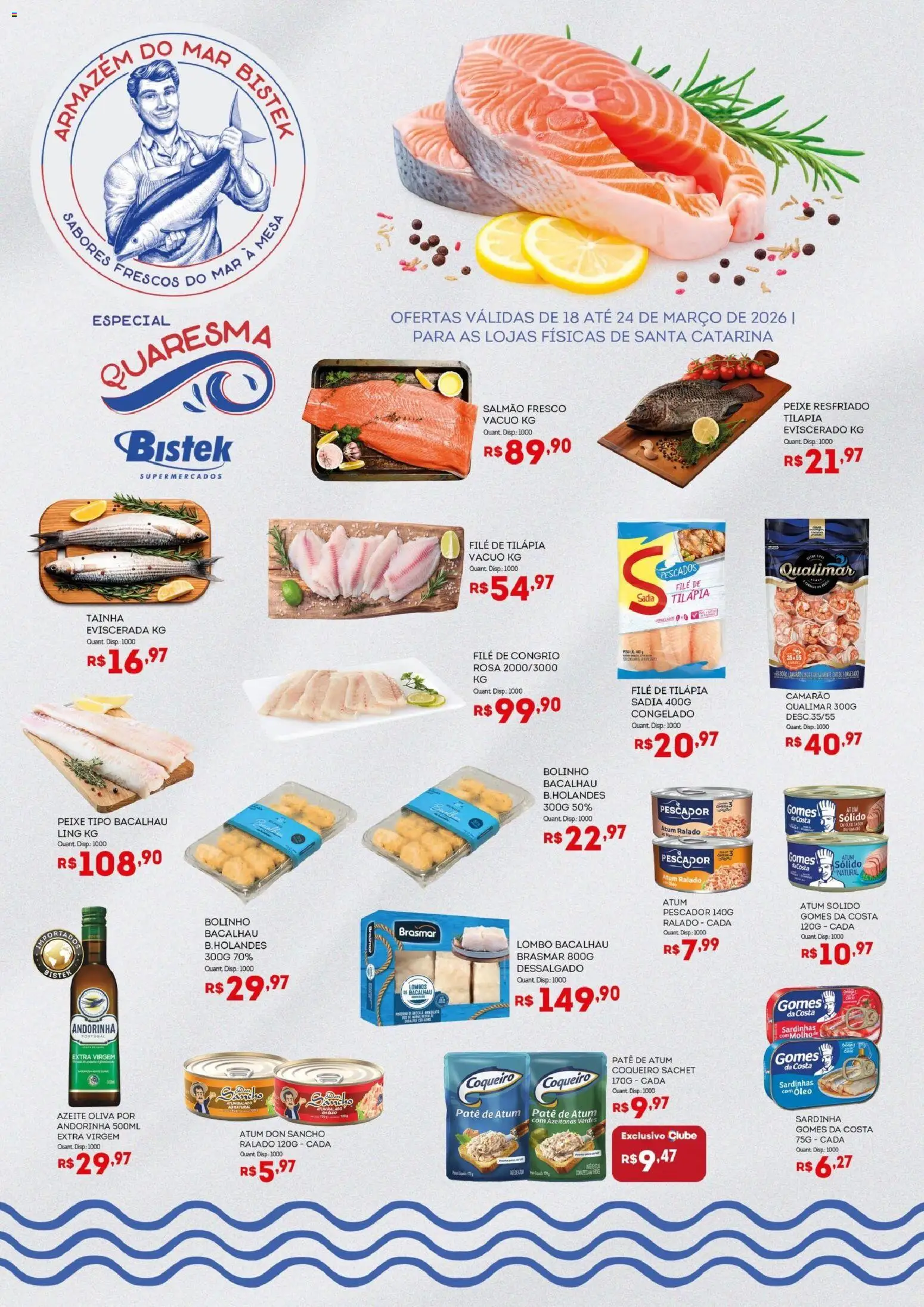 Pré-Visualização do folheto "Bistek Supermercados ofertas Quaresma" da loja Bistek Supermercados válido a partir de 18/03/2026