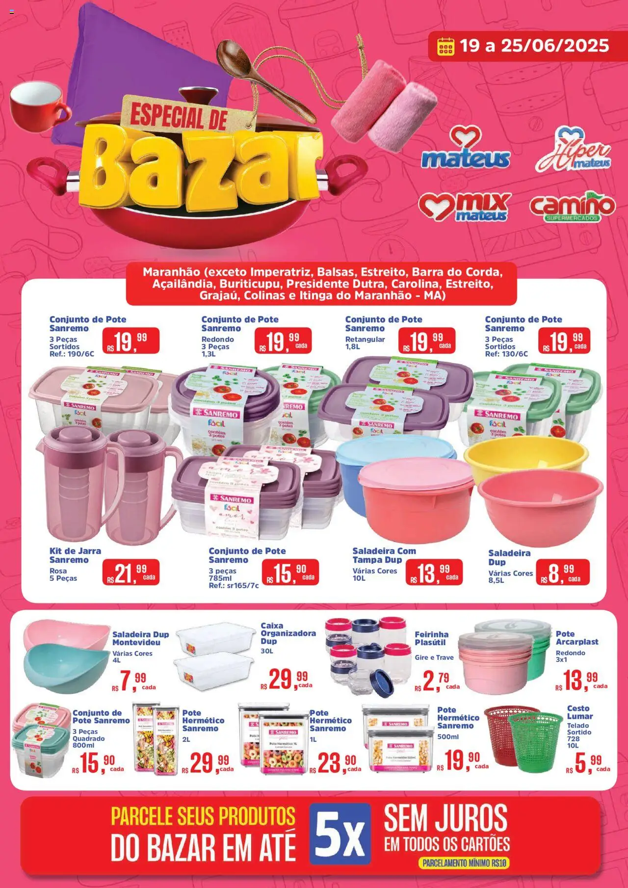 Mateus folheto "Ofertas Especial de Bazar" válido a partir de 19/06/2025 - número de página 1 - Remo, Caixa, Jarra, Potes