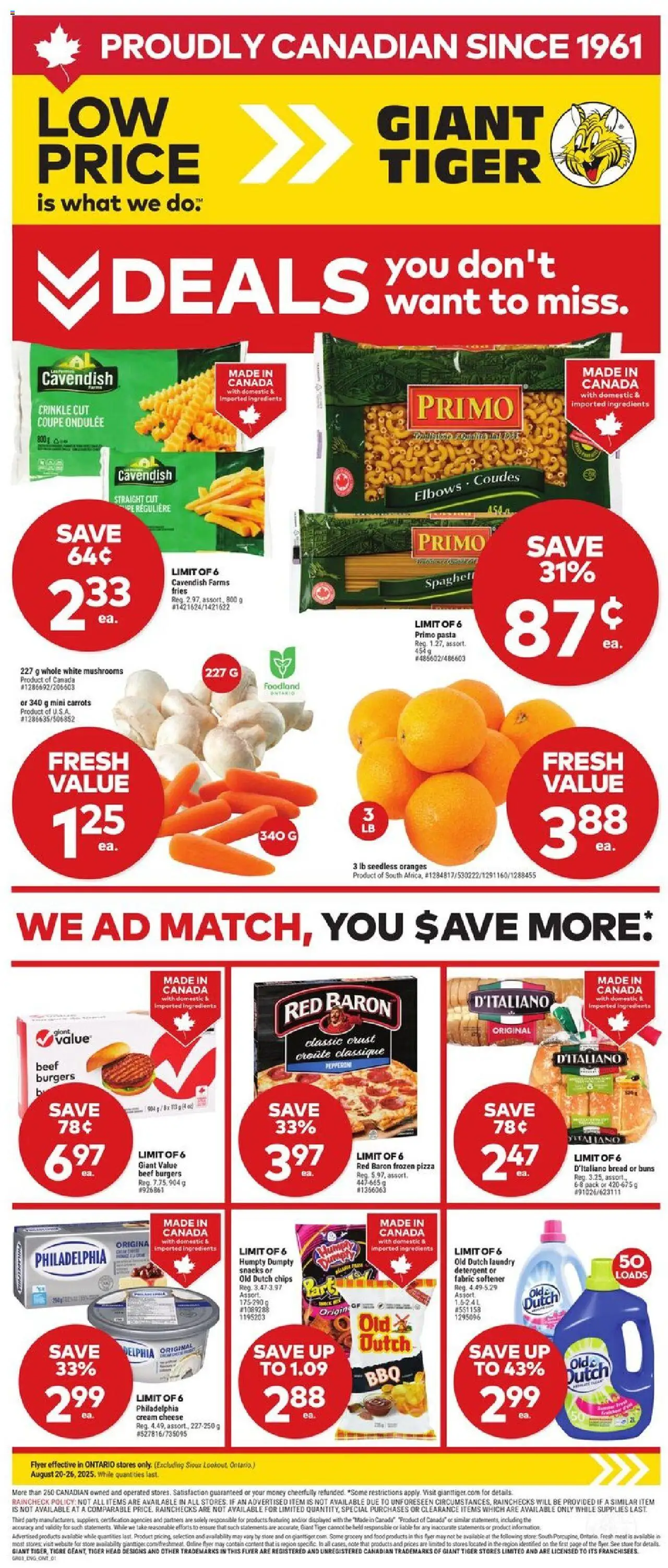Giant Tiger flyer valid from Aug 20, 2025 - page number 1
