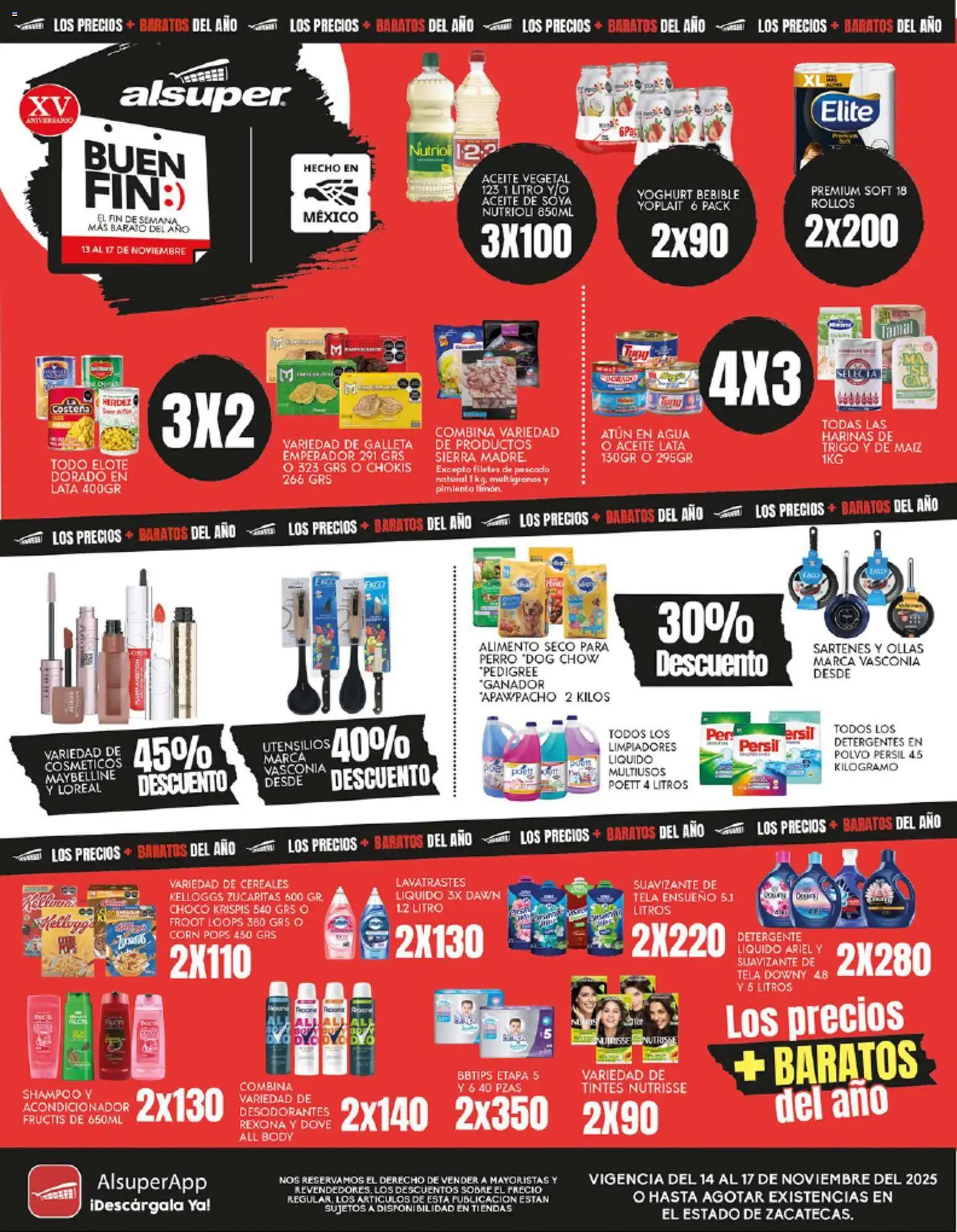 Vista previa las ofertas de la tienda Alsuper - Folleto Zacatecas desde el 14/11/2025 - Té, Body, Atún, Aceite vegetal, Acondicionador, Polvo, Ollas, Detergente líquido