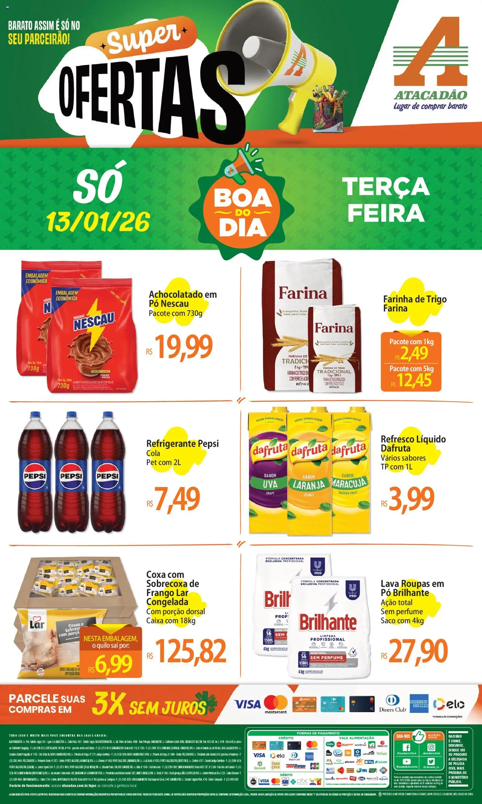Pré-Visualização do folheto "Ofertas - RS" da loja Atacadão válido a partir de 13/01/2026