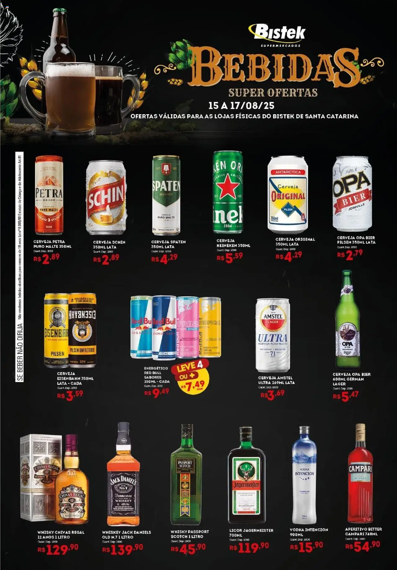 Bistek Supermercados folheto "Ofertas Bebidas" válido a partir de 15/08/2025 - número de página 1