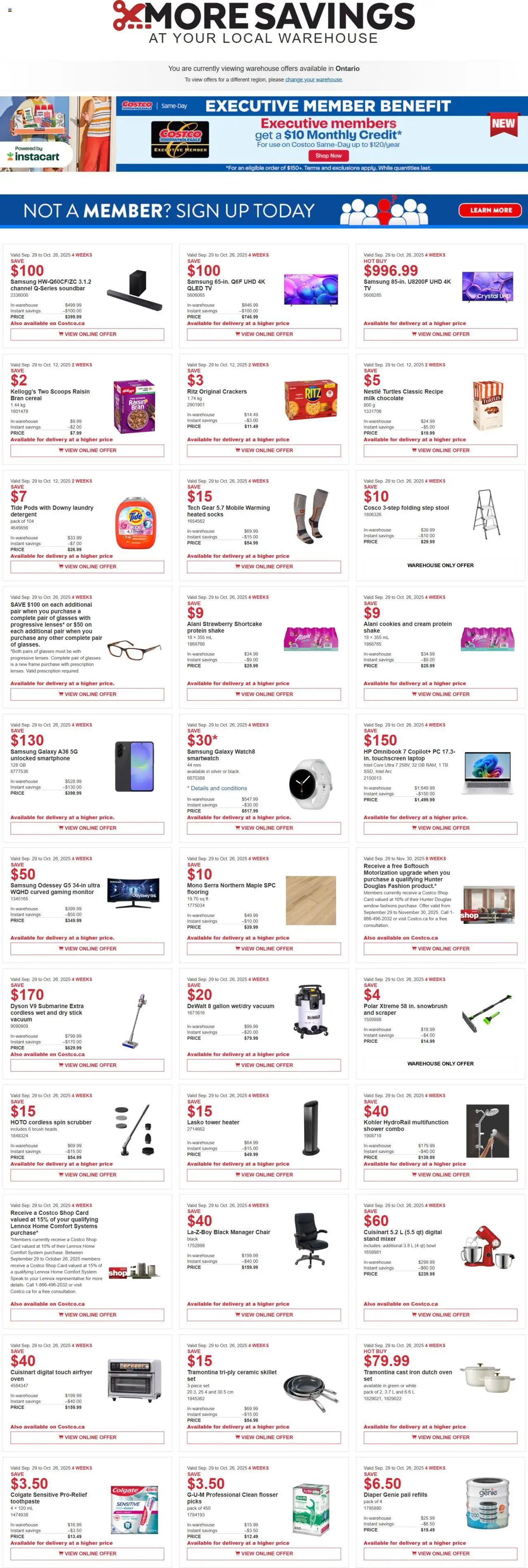 Costco flyer valid from Sep 29, 2025 - page number 1