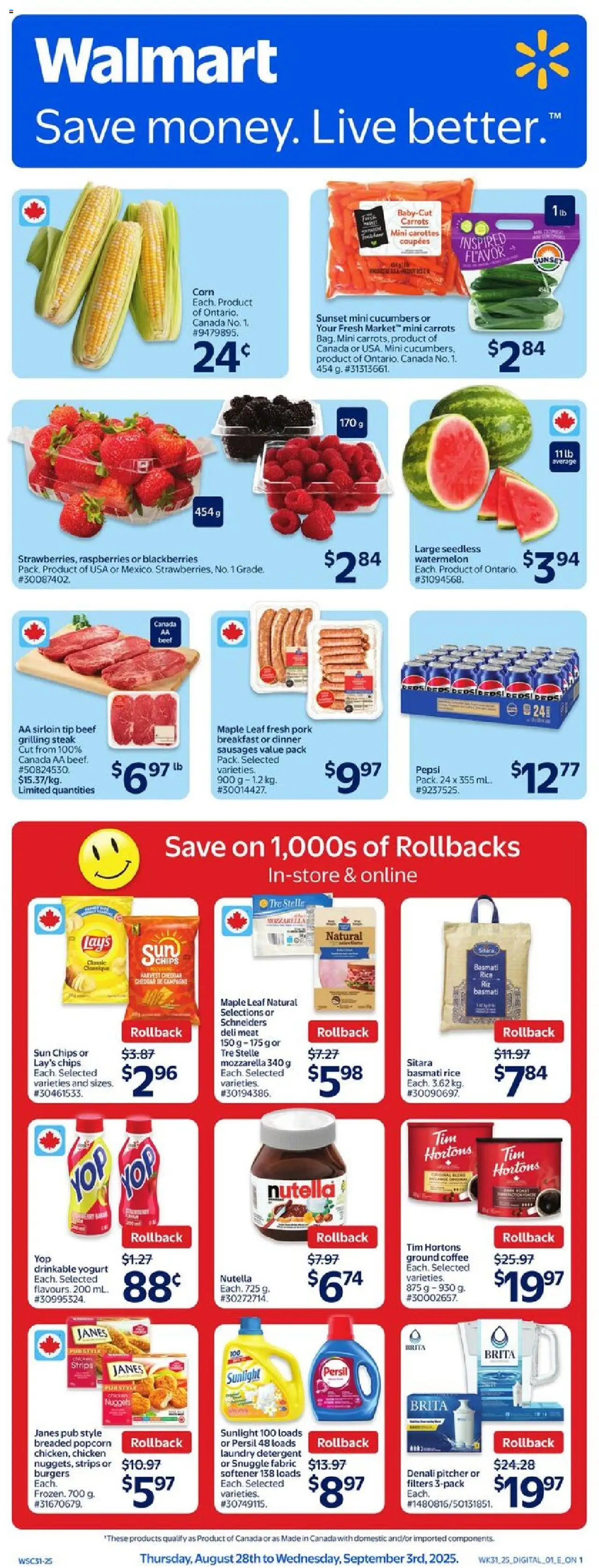 Walmart flyer valid from Aug 28, 2025 - page number 1