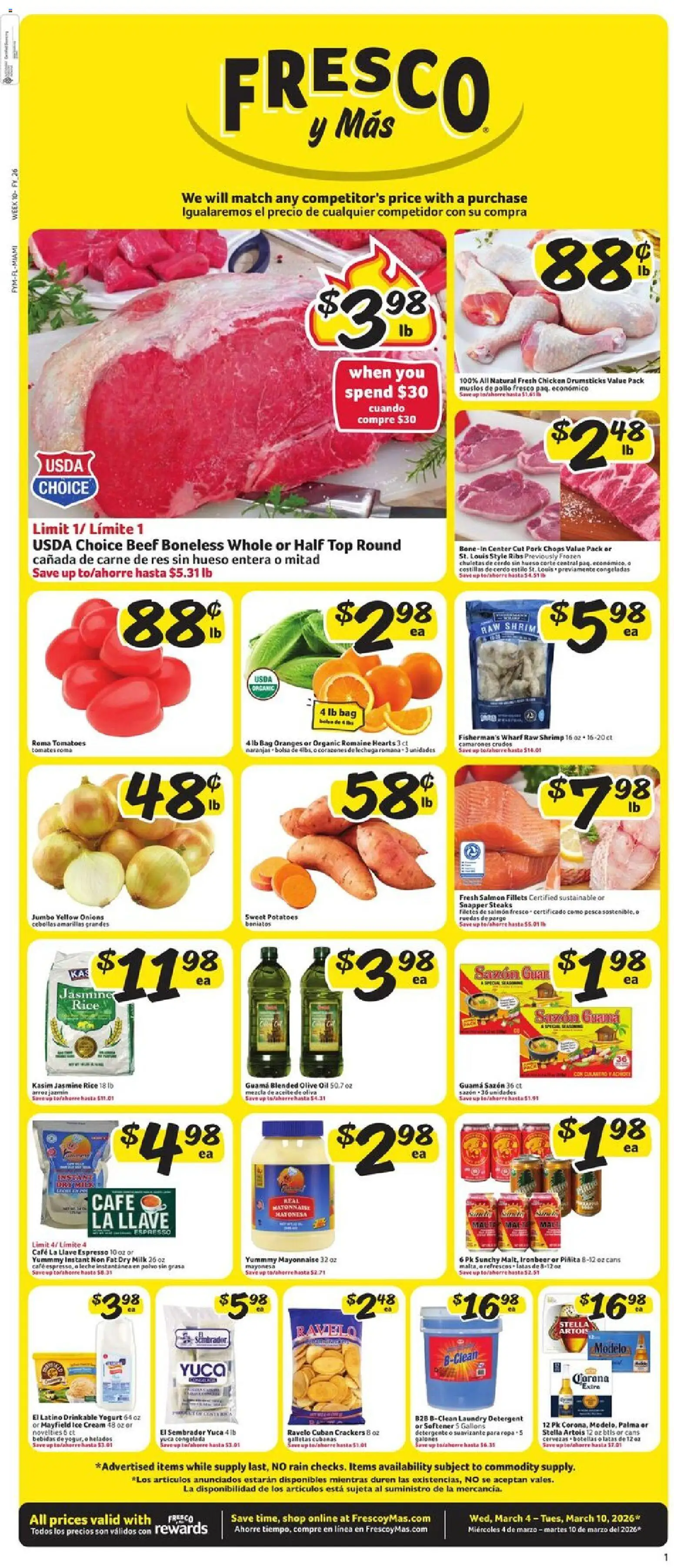 Ad Preview of Fresco y Más Fresco y Más Weekly Ad from 03/04/2026