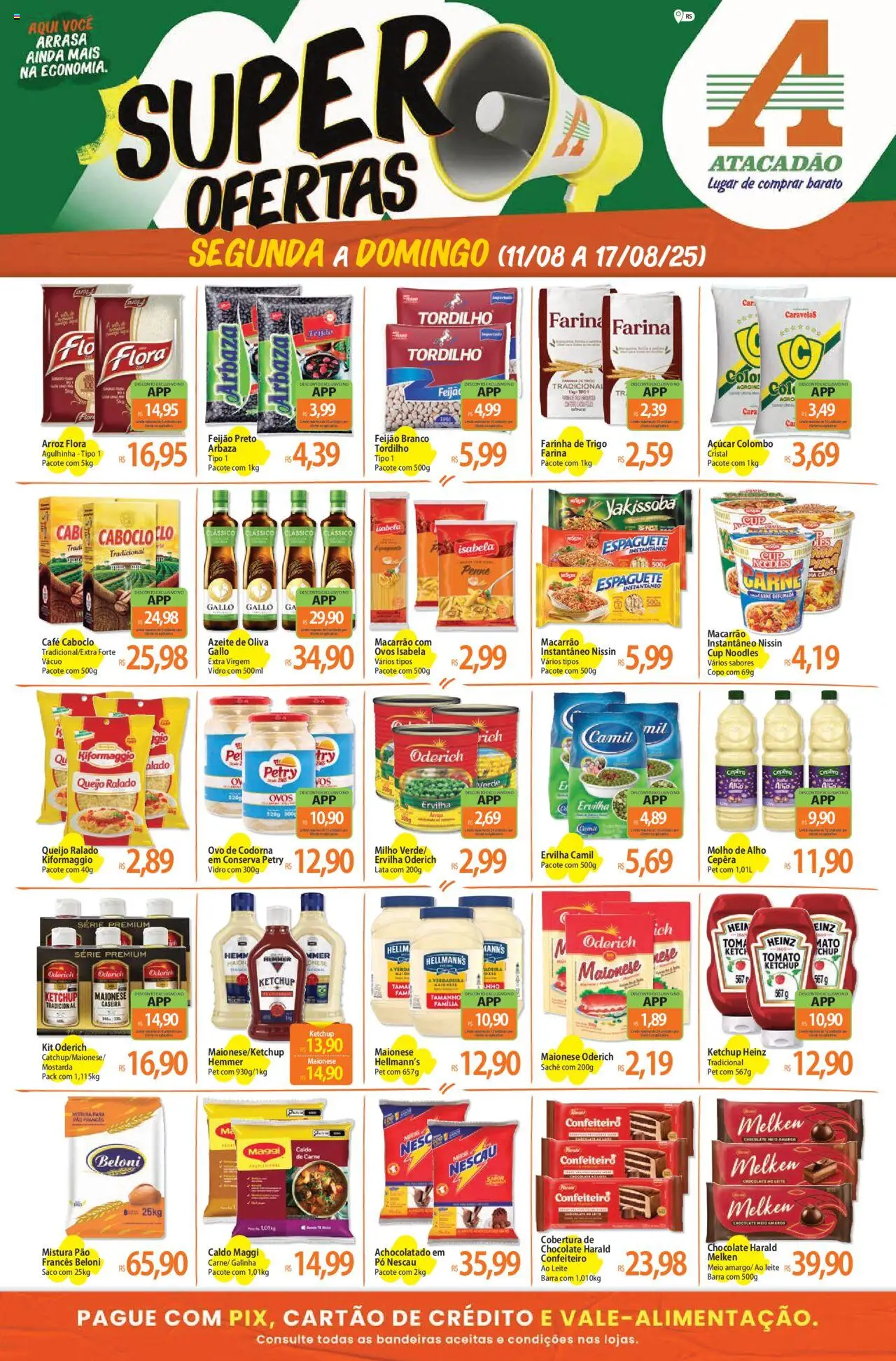 Atacadão folheto "Ofertas - RS" válido a partir de 11/08/2025 - número de página 1 - Ovos, Feijão, Carne, Azeite, Maionese, Farinha, Ervilha, Queijo ralado