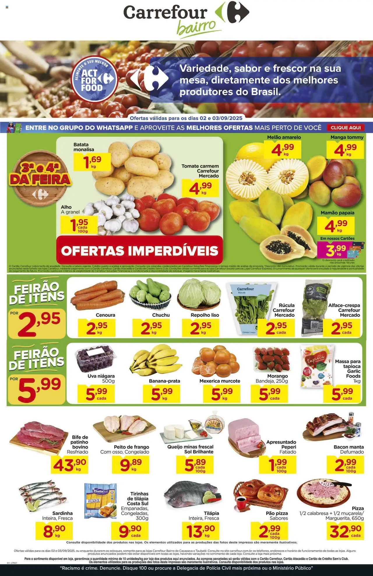 Carrefour Bairro folheto "Ofertas Feira" válido a partir de 02/09/2025 - número de página 1 - Manga, Tapioca, Queijo, Batata, Massa, Bacon, Mexerica, Pó
