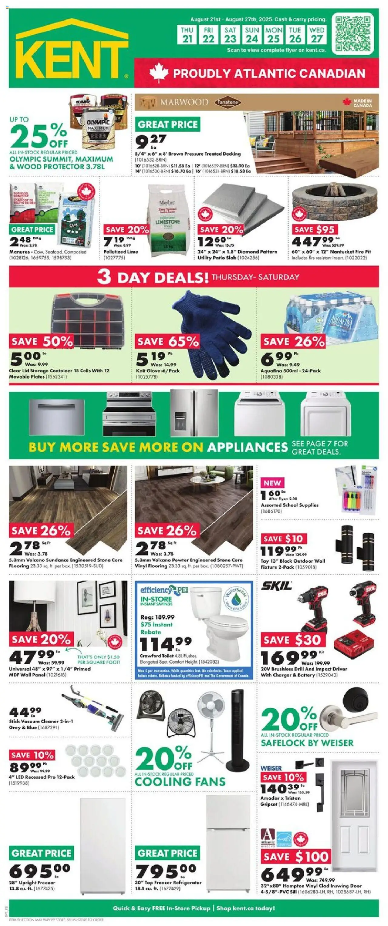 Kent flyer valid from Aug 21, 2025 - page number 1 - Vacuum cleaner, Battery, Refrigerator, Door, Freezer, Lime