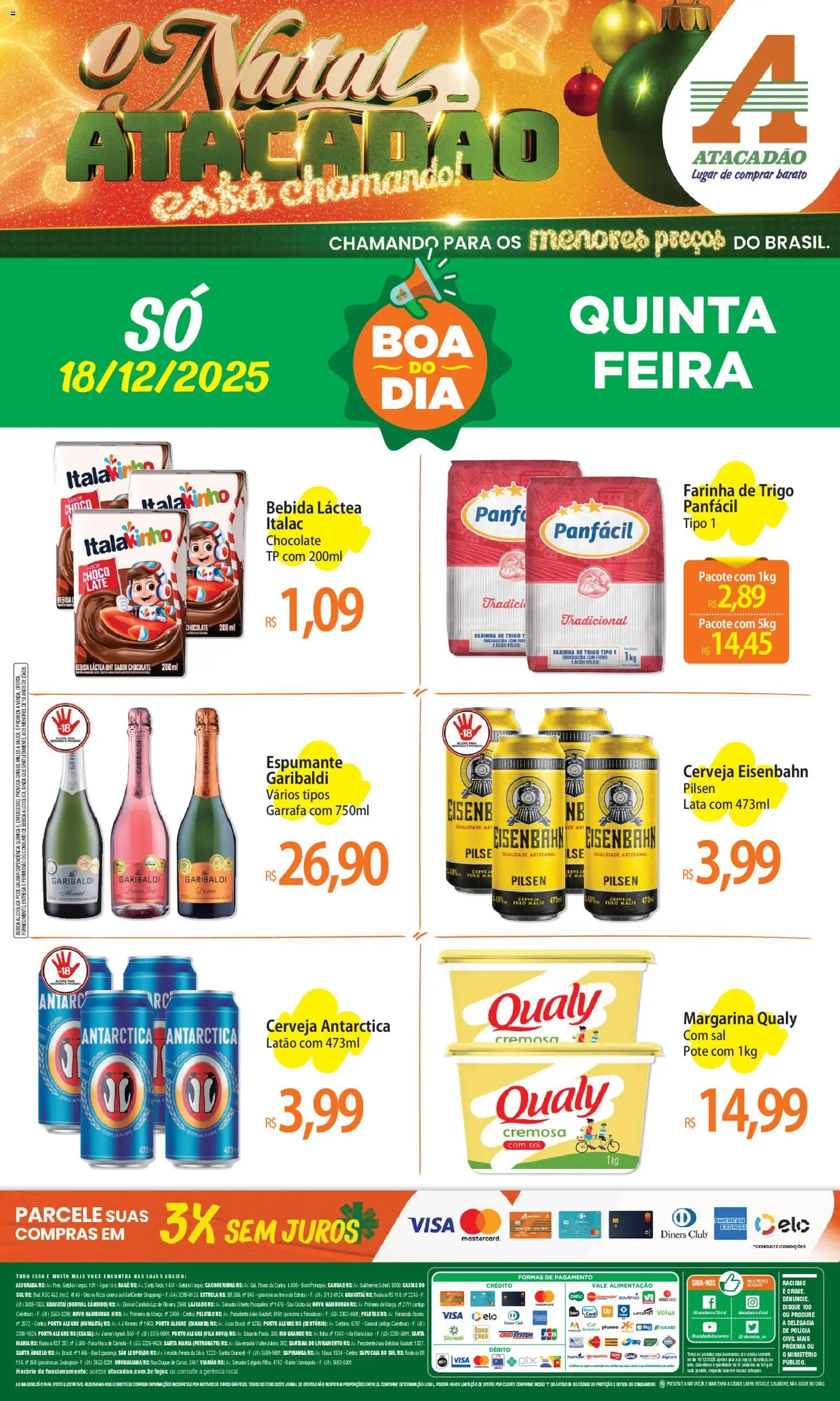 Pré-Visualização do folheto "Ofertas - RS" da loja Atacadão válido a partir de 18/12/2025