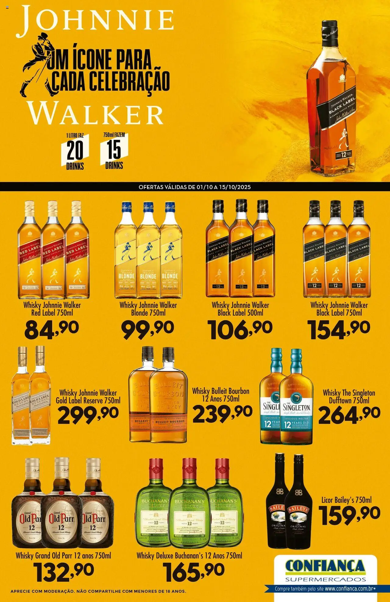 Confiança folheto "Ofertas Diageo" válido a partir de 01/10/2025 - número de página 1 - Whisky, Bourbon, Licor, Baileys
