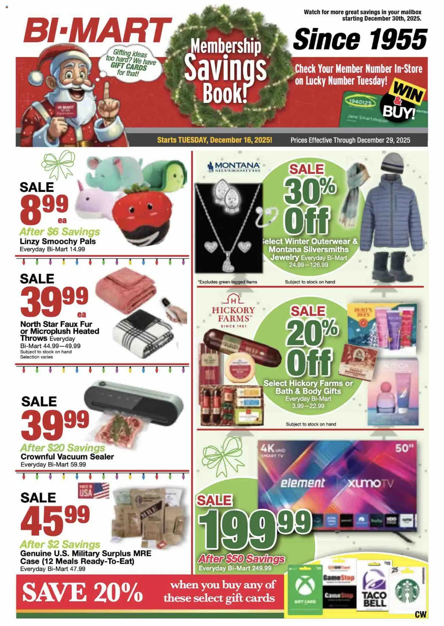 Ad Preview of Bi-Mart Membership Savings Book from 12/16/2025
