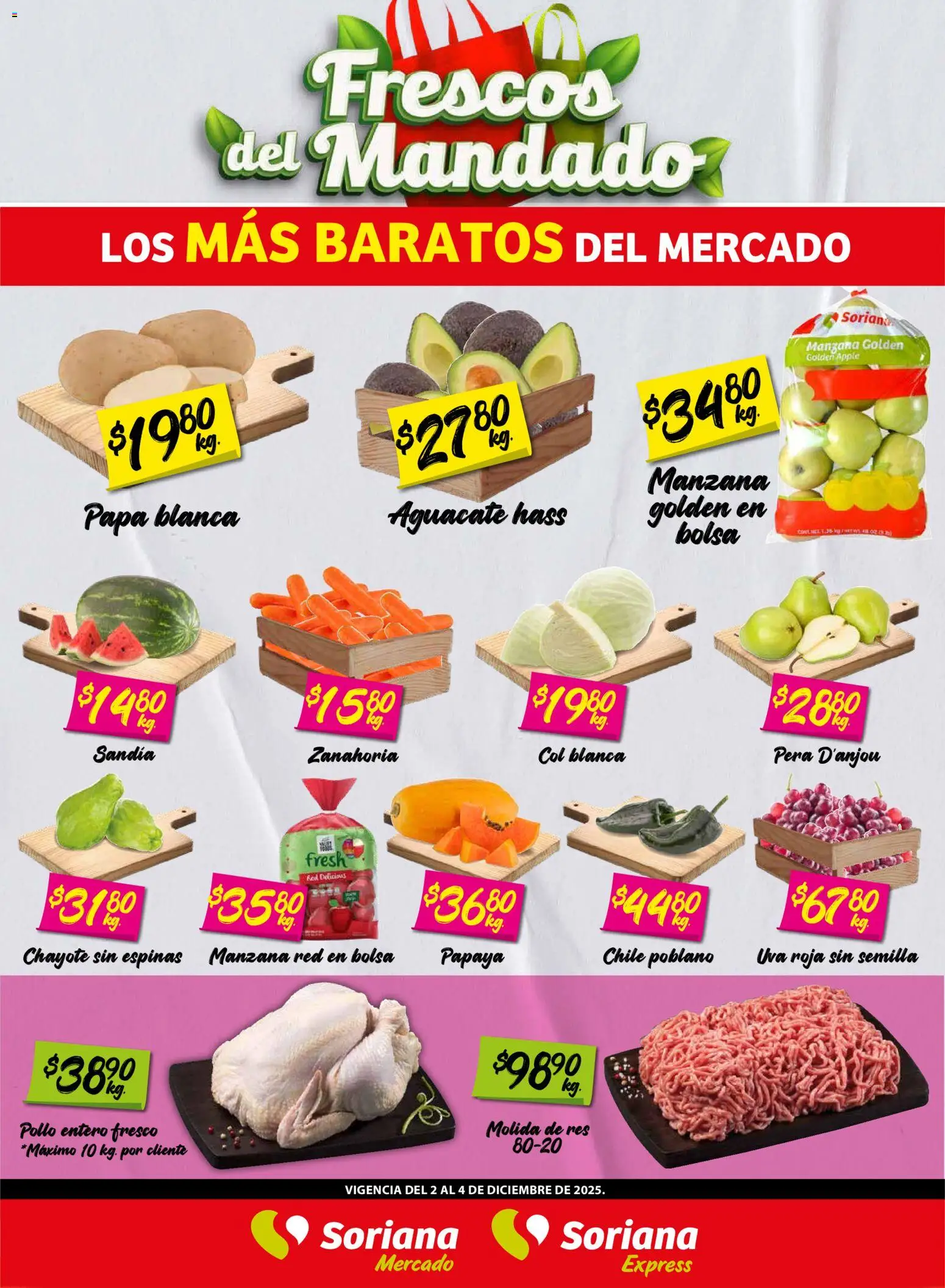 Vista previa las ofertas de la tienda Soriana - Frescos del Mandado Mercado: Tamaulipas desde el 02/12/2025 