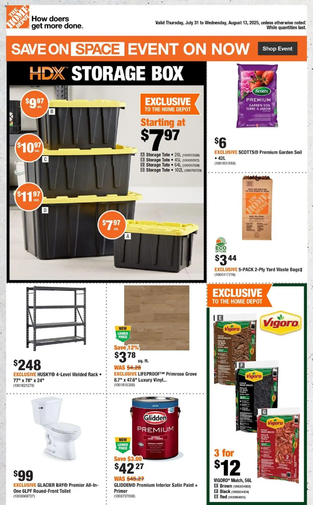 Home Depot flyer valid from Jul 31, 2025 - page number 1