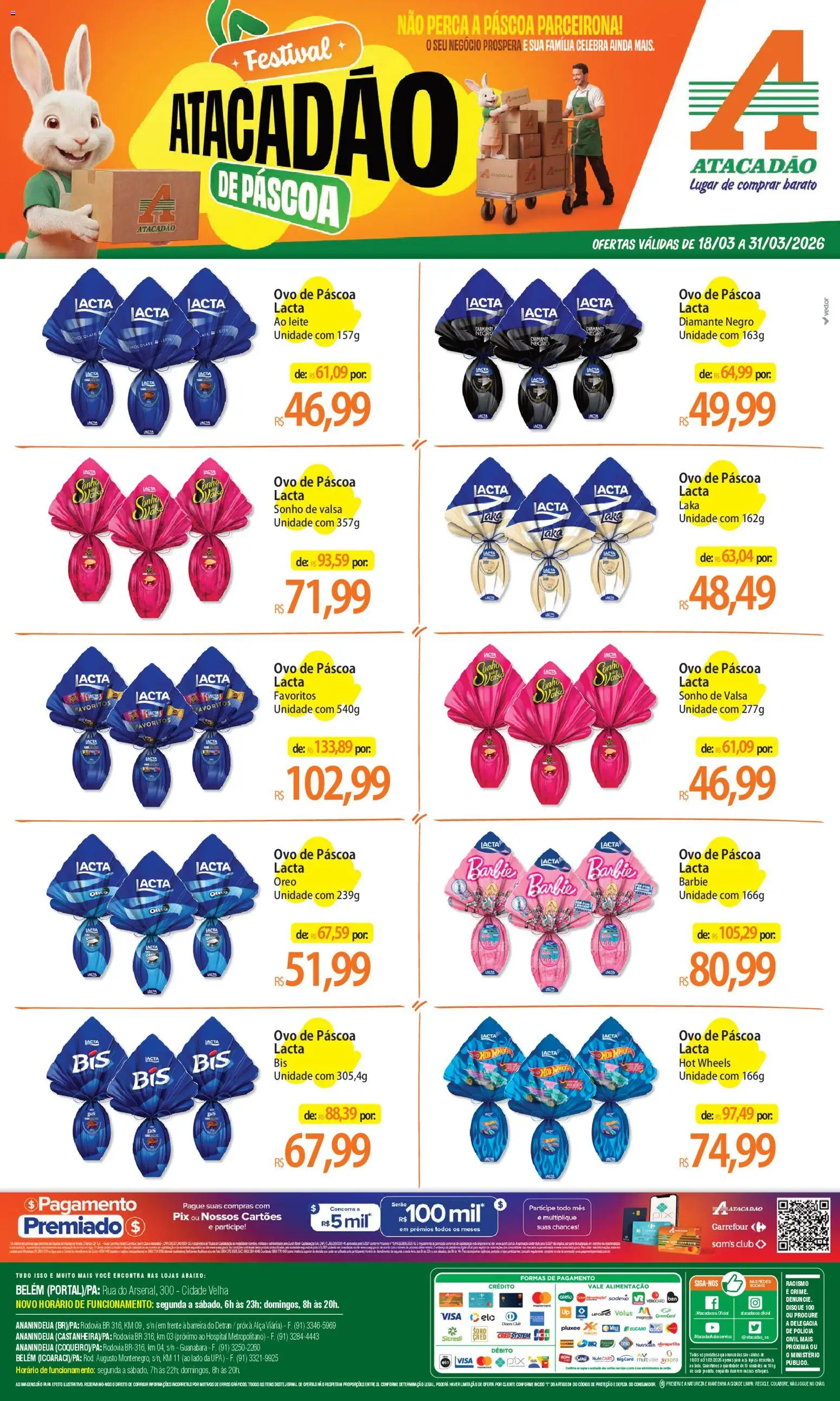 Pré-Visualização do folheto "Atacadão ofertas - PA" da loja Atacadão válido a partir de 18/03/2026 - Ovo de páscoa, Chocolate, Sonho, Leite, Perca