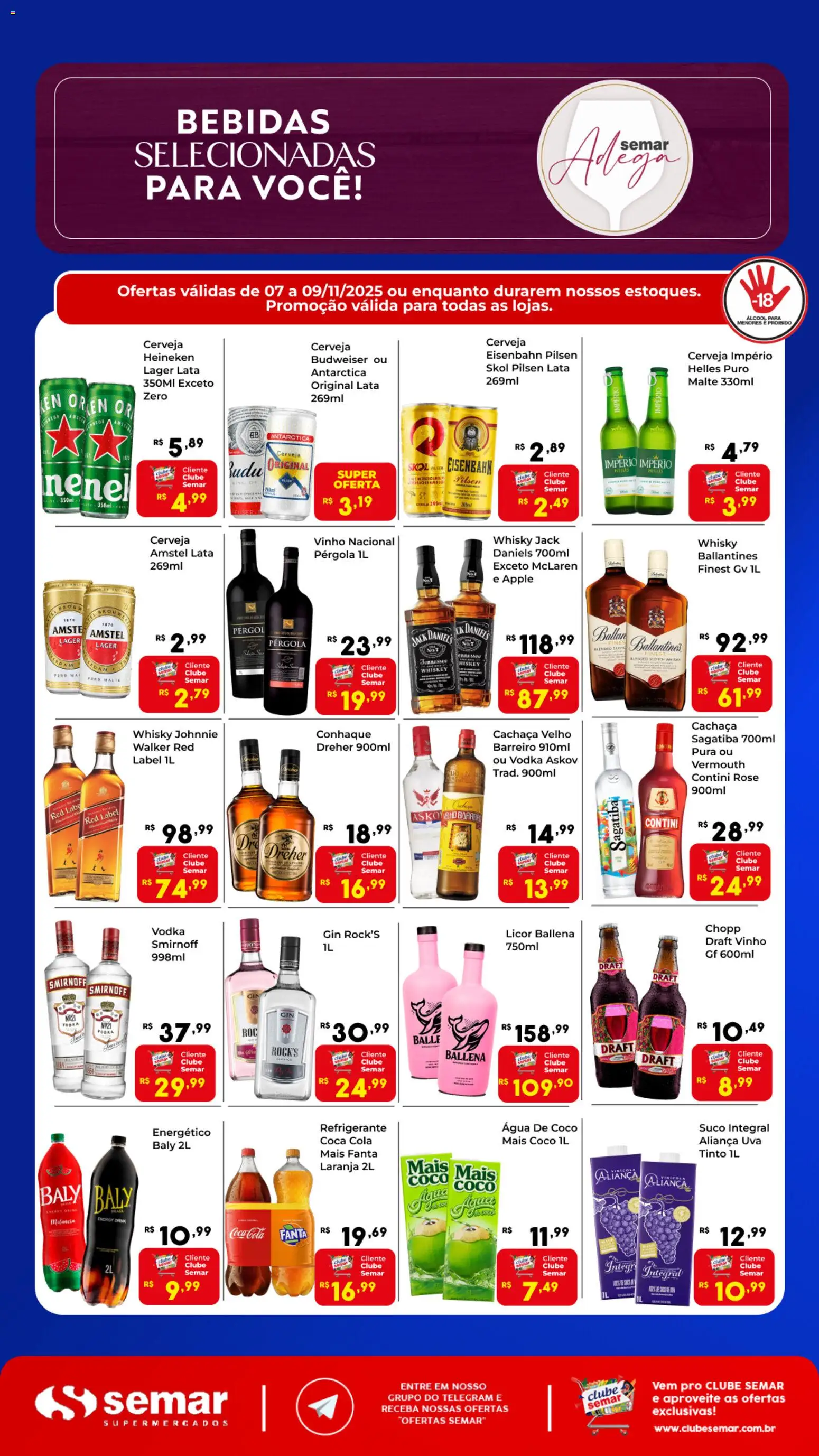 Pré-Visualização do folheto "Ofertas Adega" da loja Semar Supermercado válido a partir de 07/11/2025