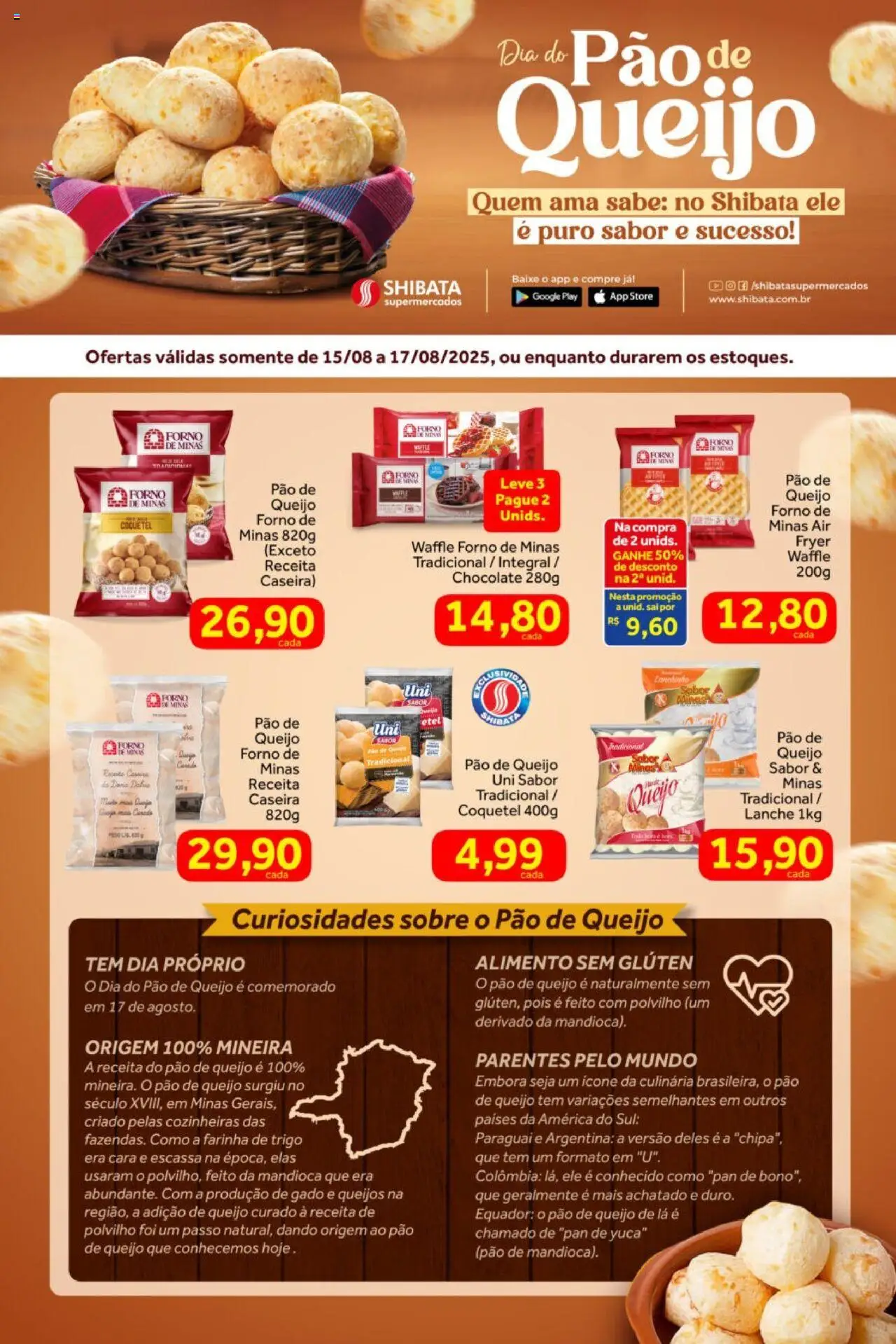 Shibata folheto "Ofertas Dia do Pão de Queijo" válido a partir de 15/08/2025 - número de página 1