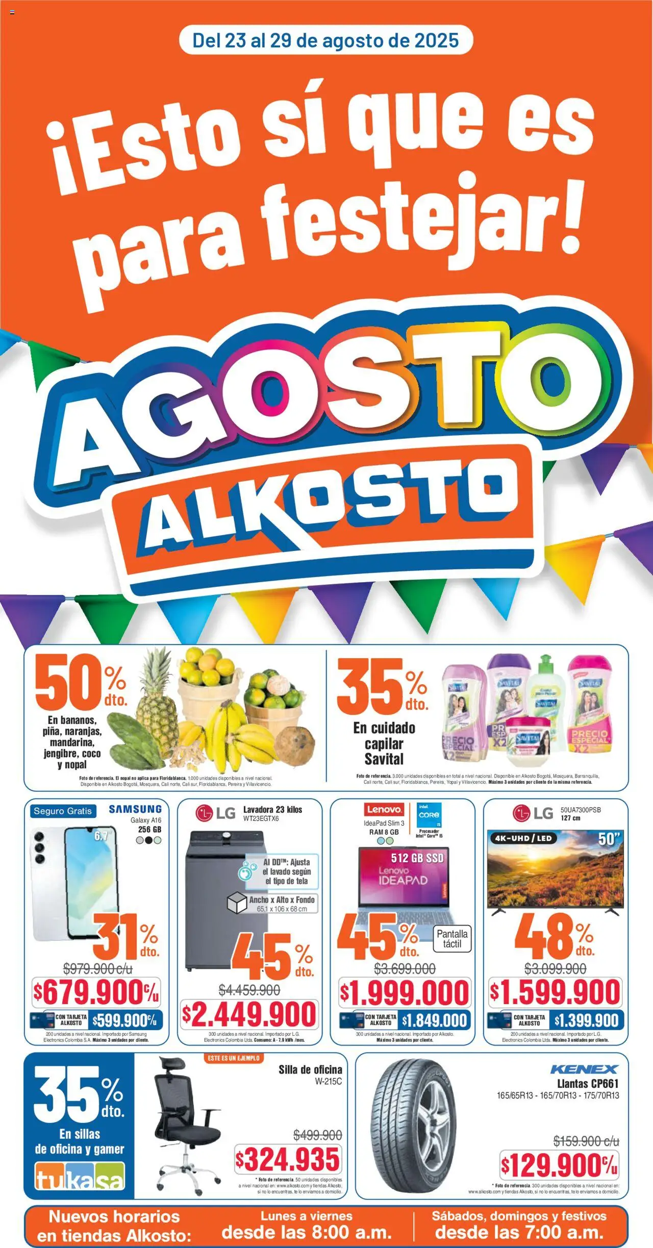 Alkosto Catálogo: 23/08/2025 - 29/08/2025 > Últimas Ofertas pagina numero 1 - Té, Lavadora, Coco, Silla
